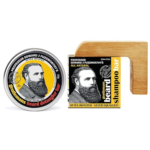 Professor Fuzzworthy's - Barras de champú y acondicionador para barba y soporte magnético para jabón  Kit de aseo para hombres 100% natural con