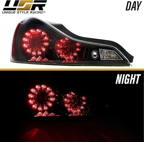 Miniatura 5 de USR DEPO 08-15 G37 Q60 UPGRADE JDM - Luces traseras LED de carcasa negra (izquierda + derecha) compatibles con Infiniti G37 2008-2013  Q60 2014-2015