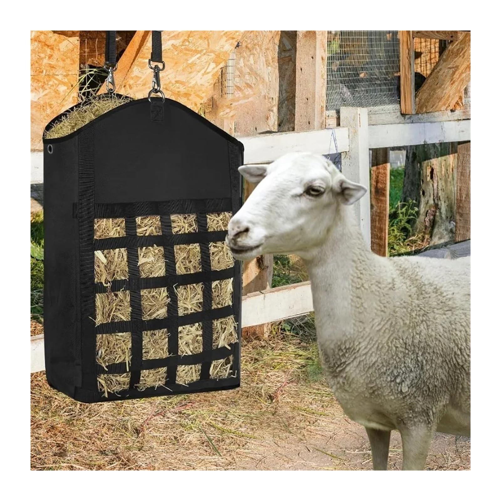 Red para heno con Agujeros pequeños, Bolsa de Red de heno de Tela Oxford for alimentación Lenta de Caballos y Cabras, Multicolor(Blue)