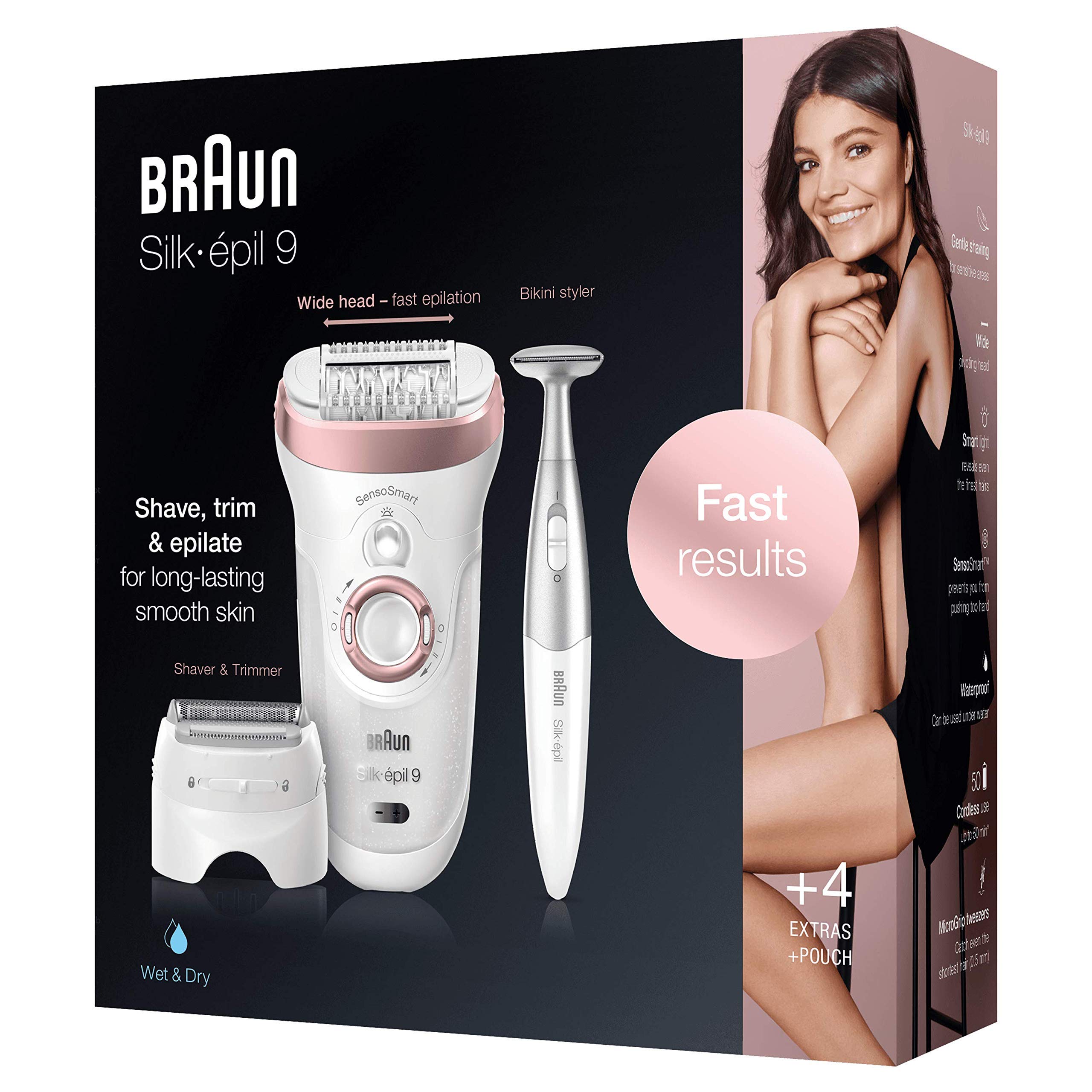 Braun Silképil 9890 Epilator for LongLasting Hair Removal Includes a
