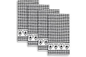 Cackleberry Home Laurel Hearts Terrycloth Kitchen Towel, Set of 4 (Black)