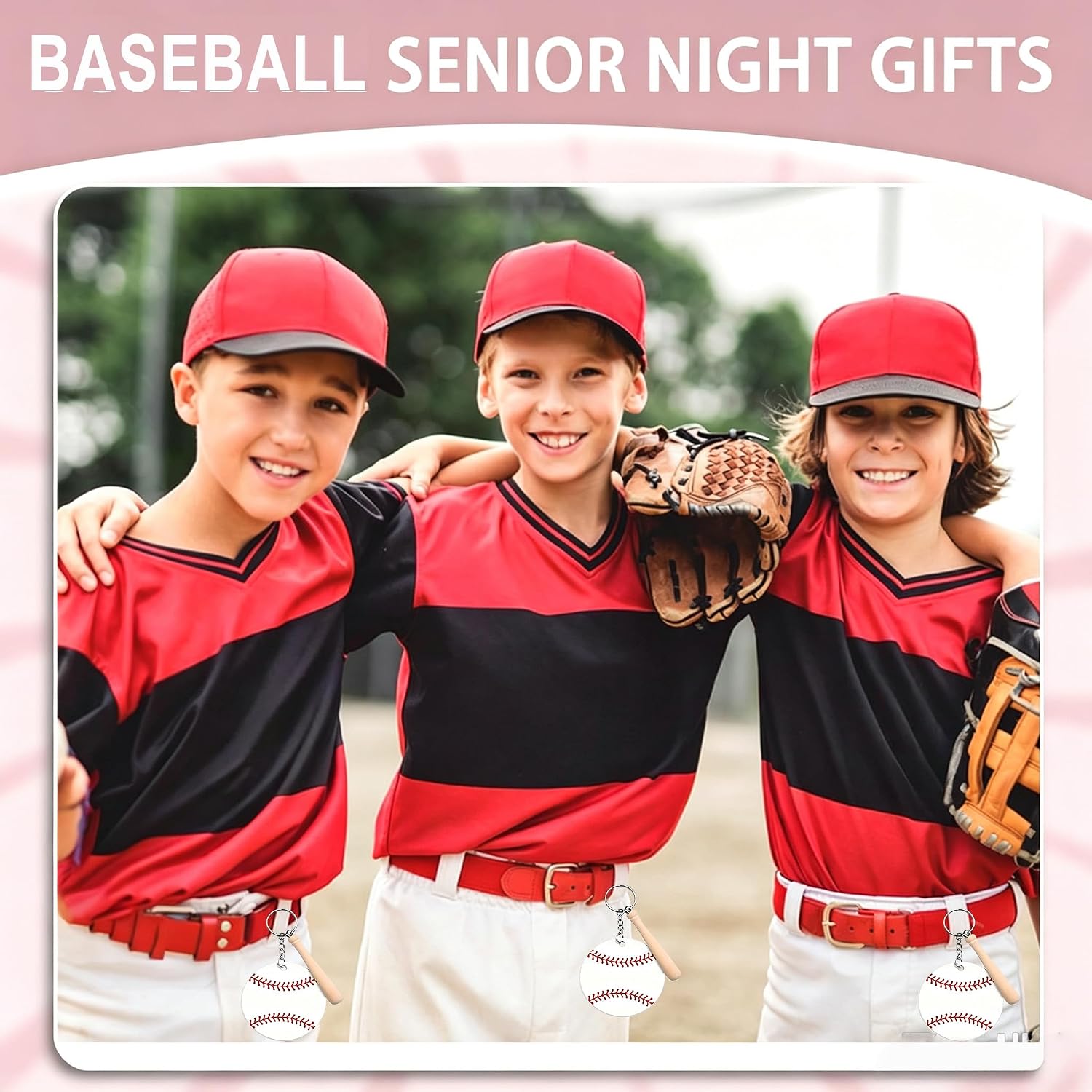 mupera 12pcs Large Size Baseball Softball Keychain Bulk for Sublimation Vinyl Sticker DIY Softball Bag Tag