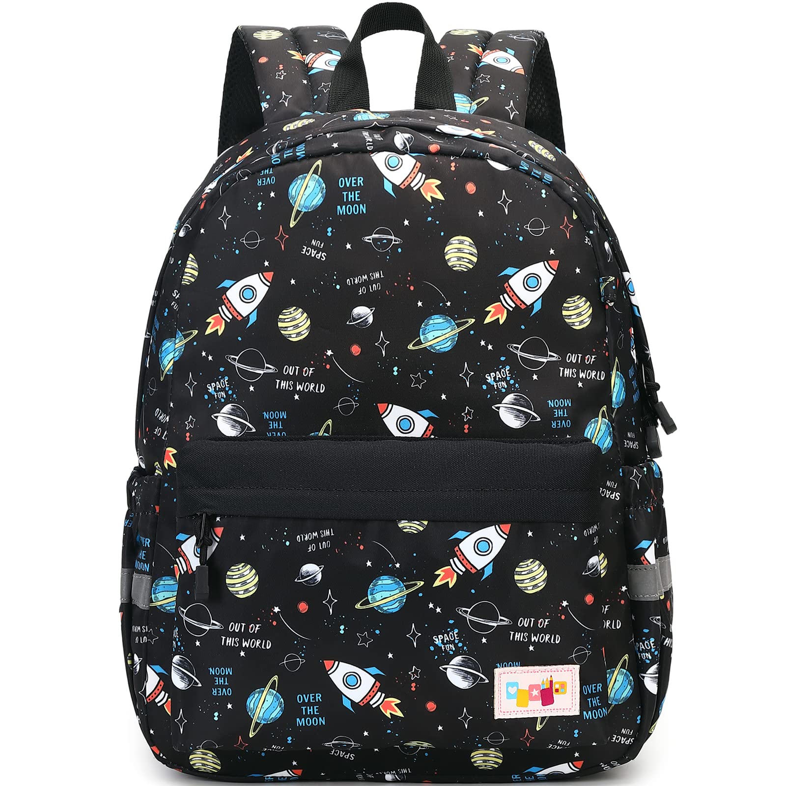 Lanola Cute Small Lightweight Pack Backpack for Children - Travel Bag Kindergarten School - Black Rocket