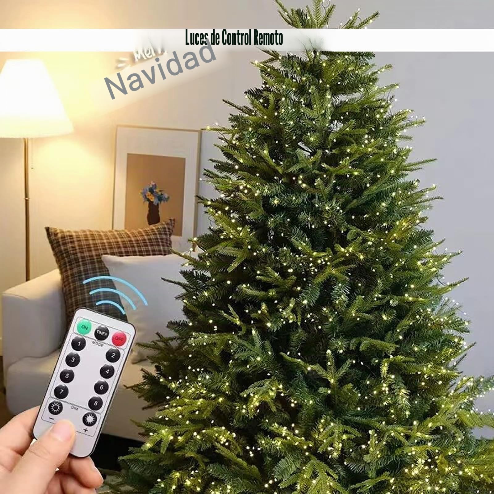 Árbol de Navidad Artificial Preiluminado, Abeto con Bisagras, con 1450-11750 Puntas y 400-2000 Luces, Ramas Automáticas con Control Remoto(240cm/8ft)