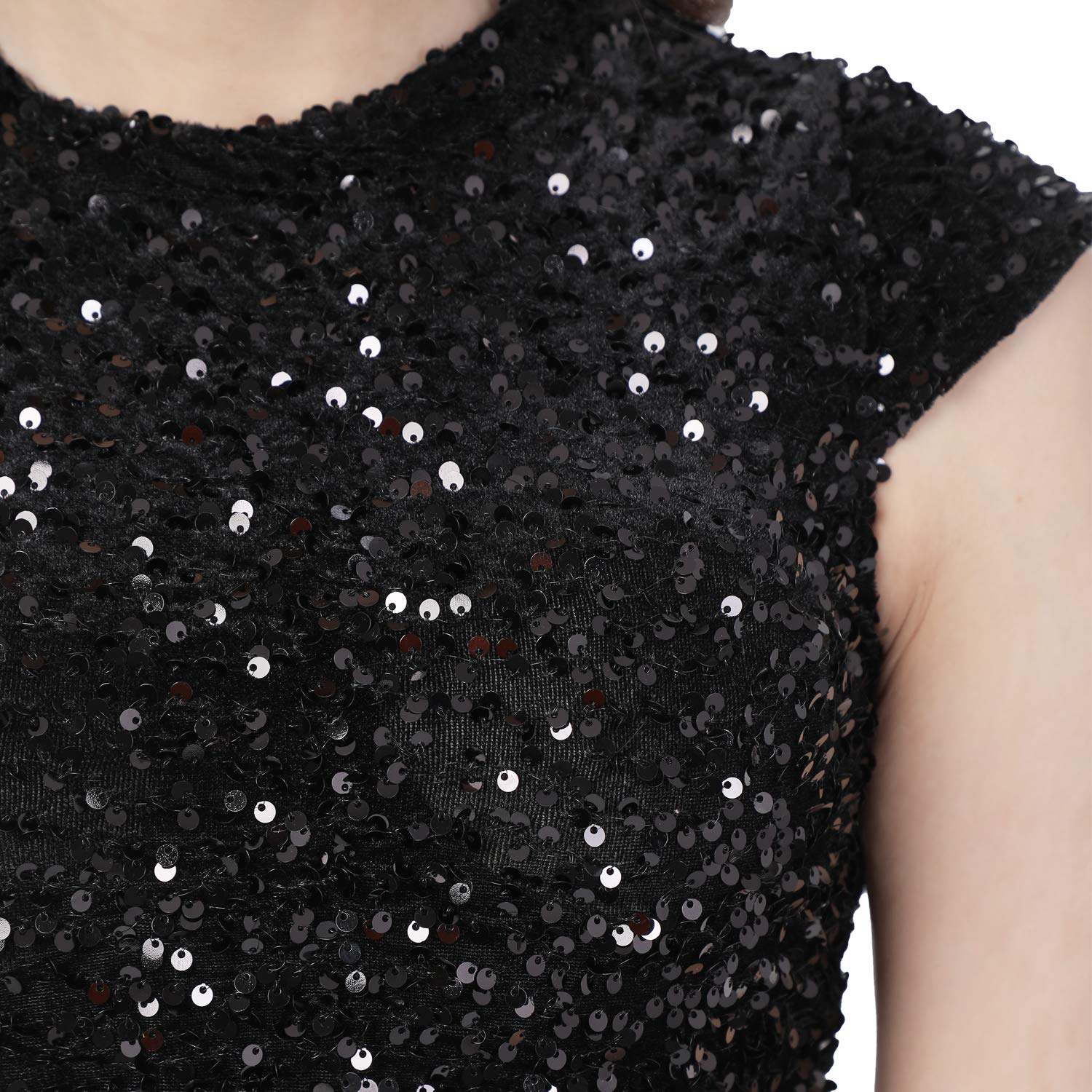 Matelco Women's Embellished Sequins Bustier Top/Crop Top with Back Zip (X-Small, Black) - Image 6 thumbnail