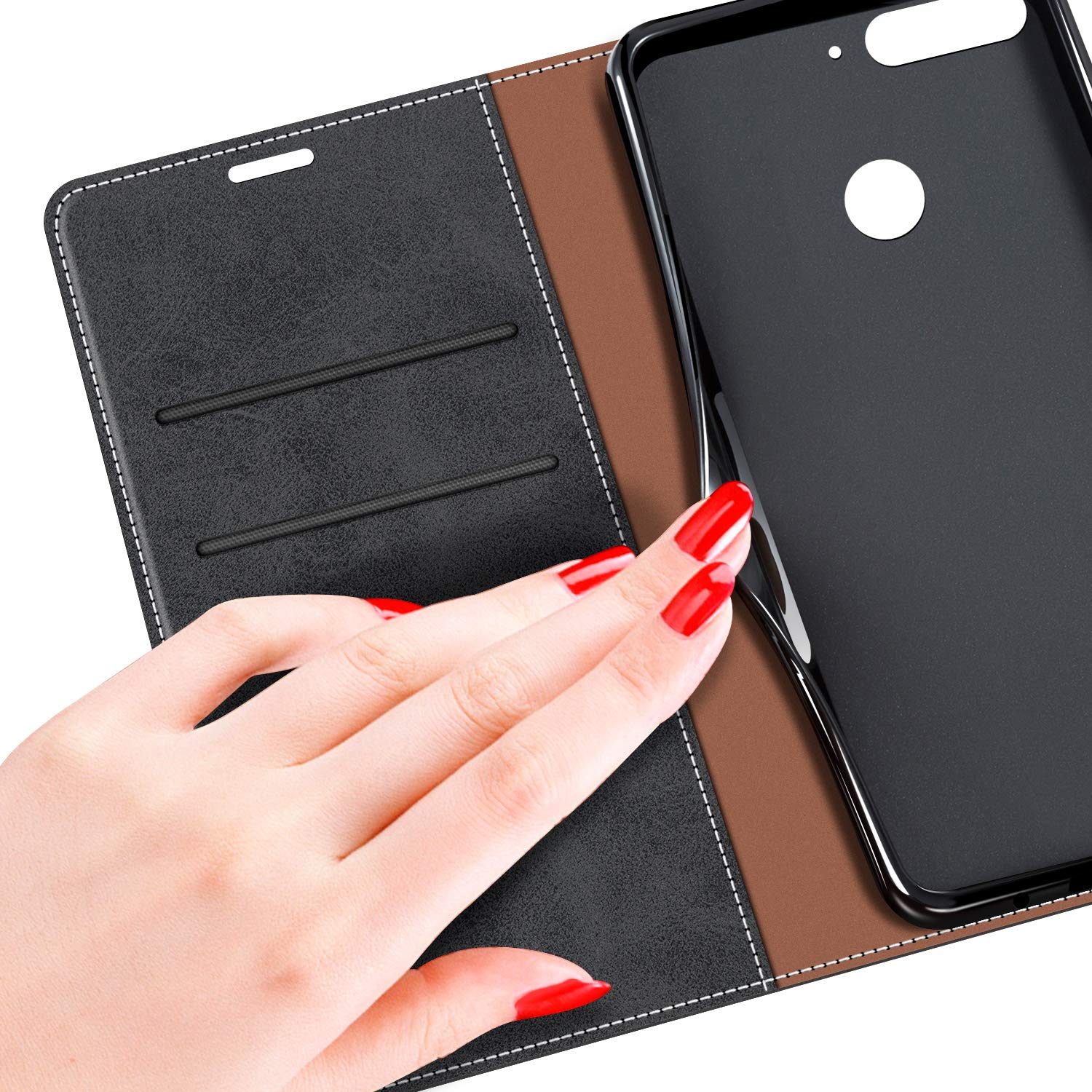 MOBESV Lederhülle Für IPhone 6/6S – Klappcase Mit Kartenfach, Ständerfunktion, Rot
