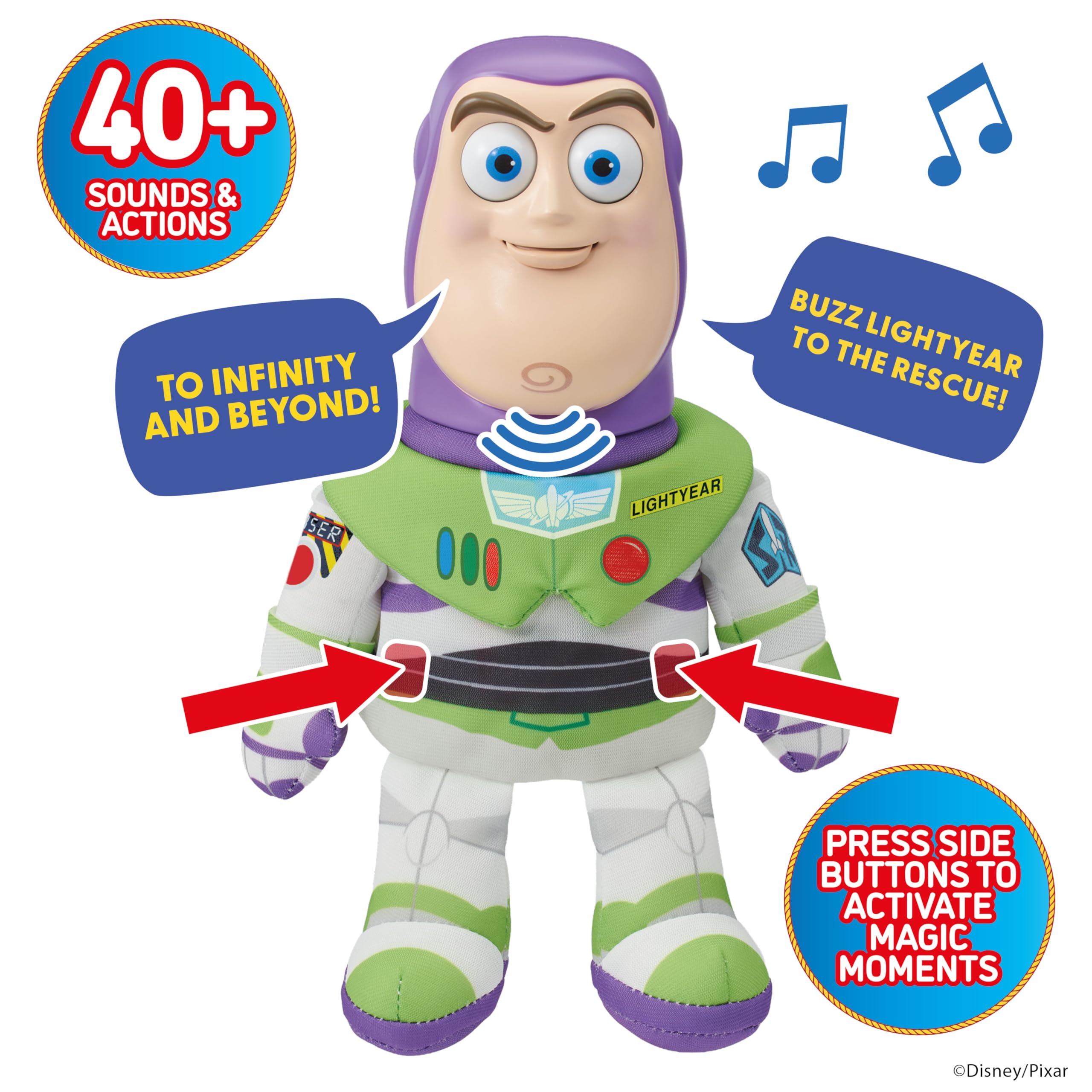 WOW! Stuff Disney Pixar Toy Story Buzz Lightyear Palm Puppetronic | Z ponad 40 dźwiękami i czynnościami | Poruszająca głowa i usta | Rozmowy z Jessie Palm Puppetronic | Dla fanów w wieku 6 lat