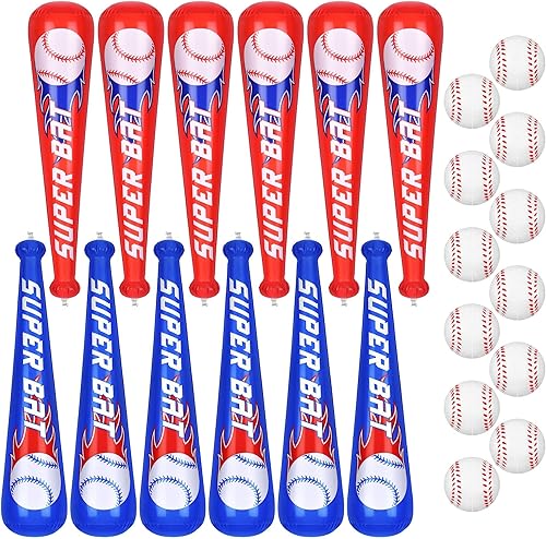 durony 12 juegos de bates de béisbol inflables y mini espuma de béisbol deportes pelota de estrés deportes regalos de fiesta para fiesta de béisbol,