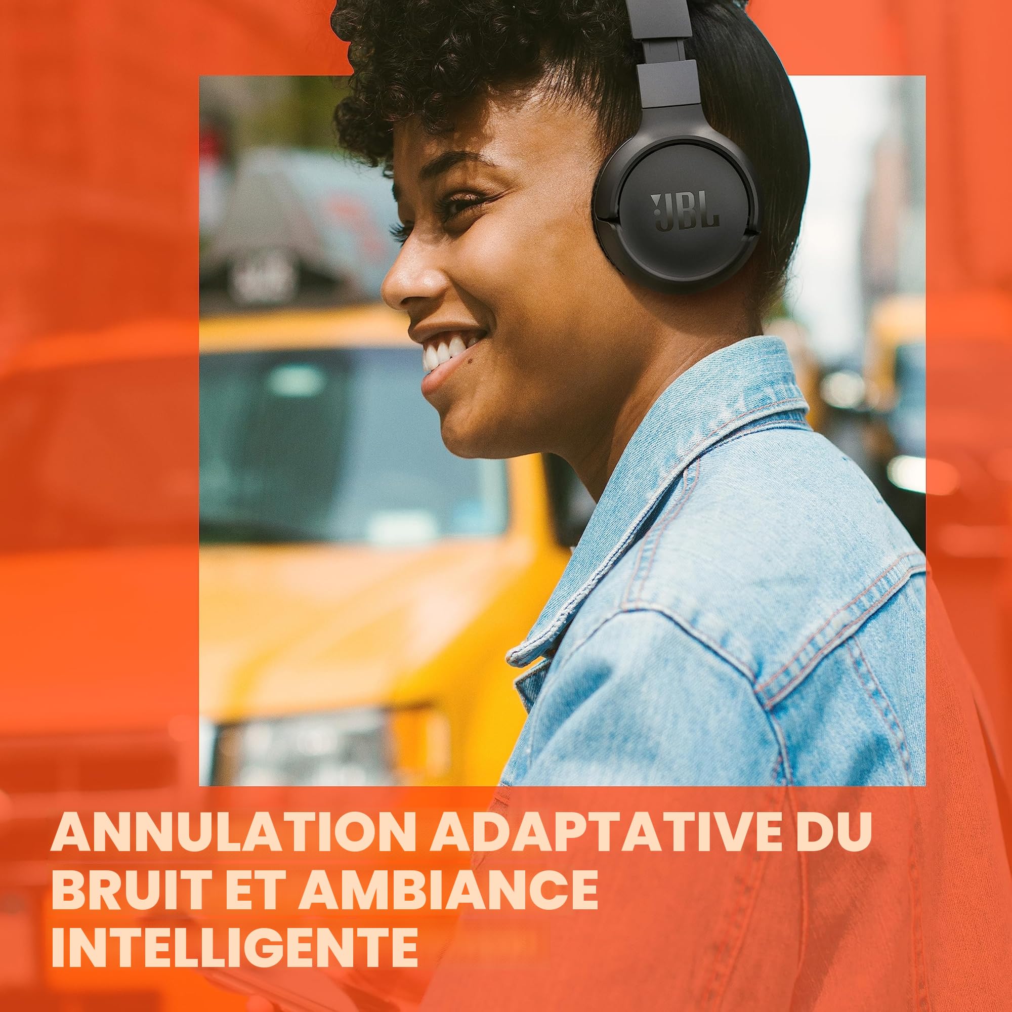 JBL Tune 670NC - Casque supra-auriculaire sans fil avec suppression intelligente du bruit adaptative, autonomie jusqu'à 70H avec charge rapide, design léger, confortable et pliable (Noir)