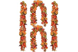 Autumn's Glow: 4Pcs Face Leaves Garland for Festive Fall Decor