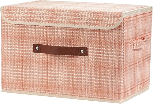 Miniatura 24 de Cajas de almacenamiento con tapa, contenedores de almacenamiento de tela de lino y algodón, contenedores organizadores, cestas decorativas plegables
