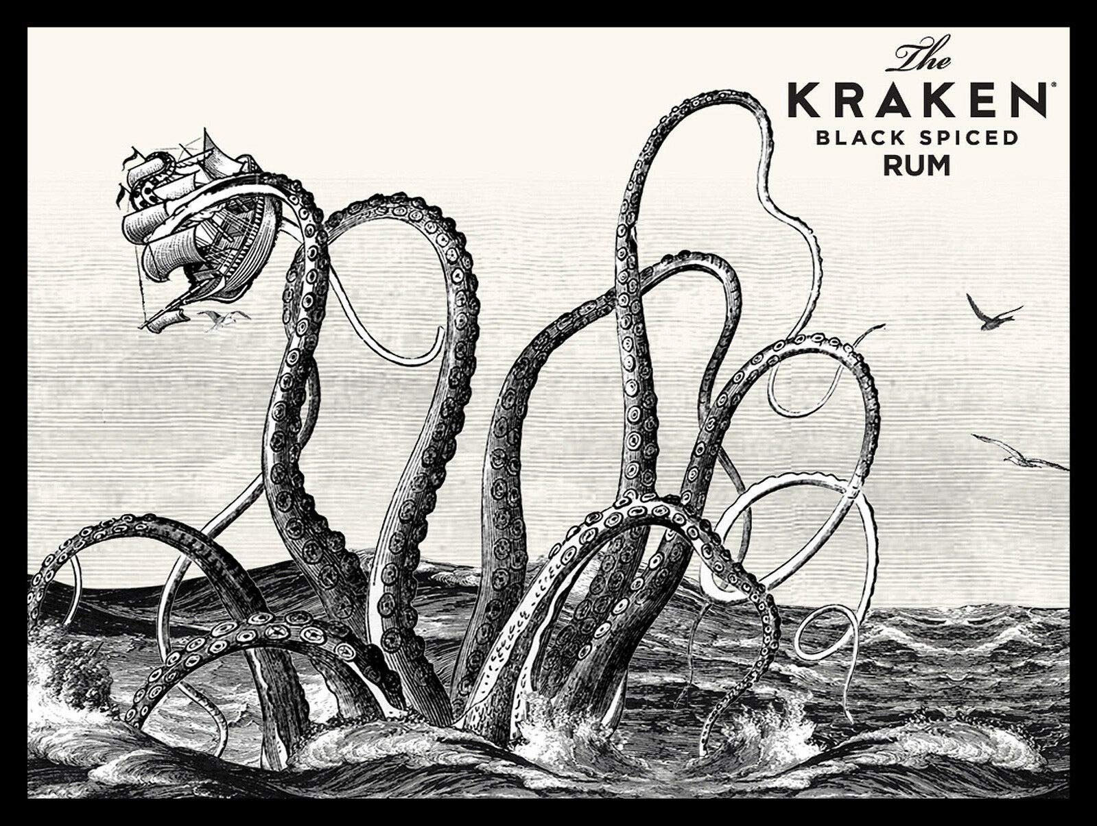 Pomoter Black Kraken Rum Vintage Retro Decor Metal Tin Sign 8X12 Inch