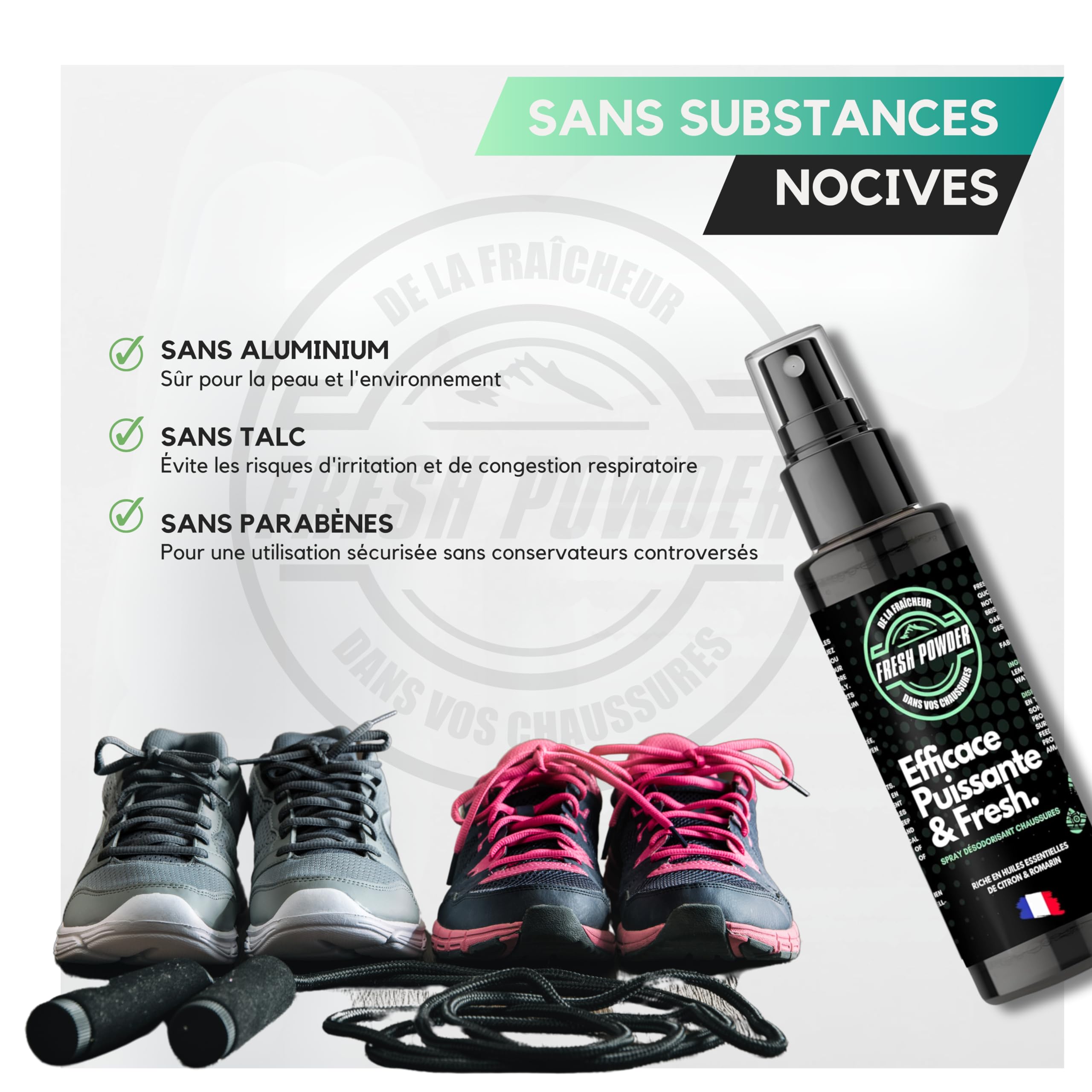 Desoladora de zapatos – Limón – Desodorante baloncesto elimina los olores – Neutraliza la humedad – Polvo natural – Larga duración de acción – Fabricado en Francia por Fresh Powder (120 ml (paquete de