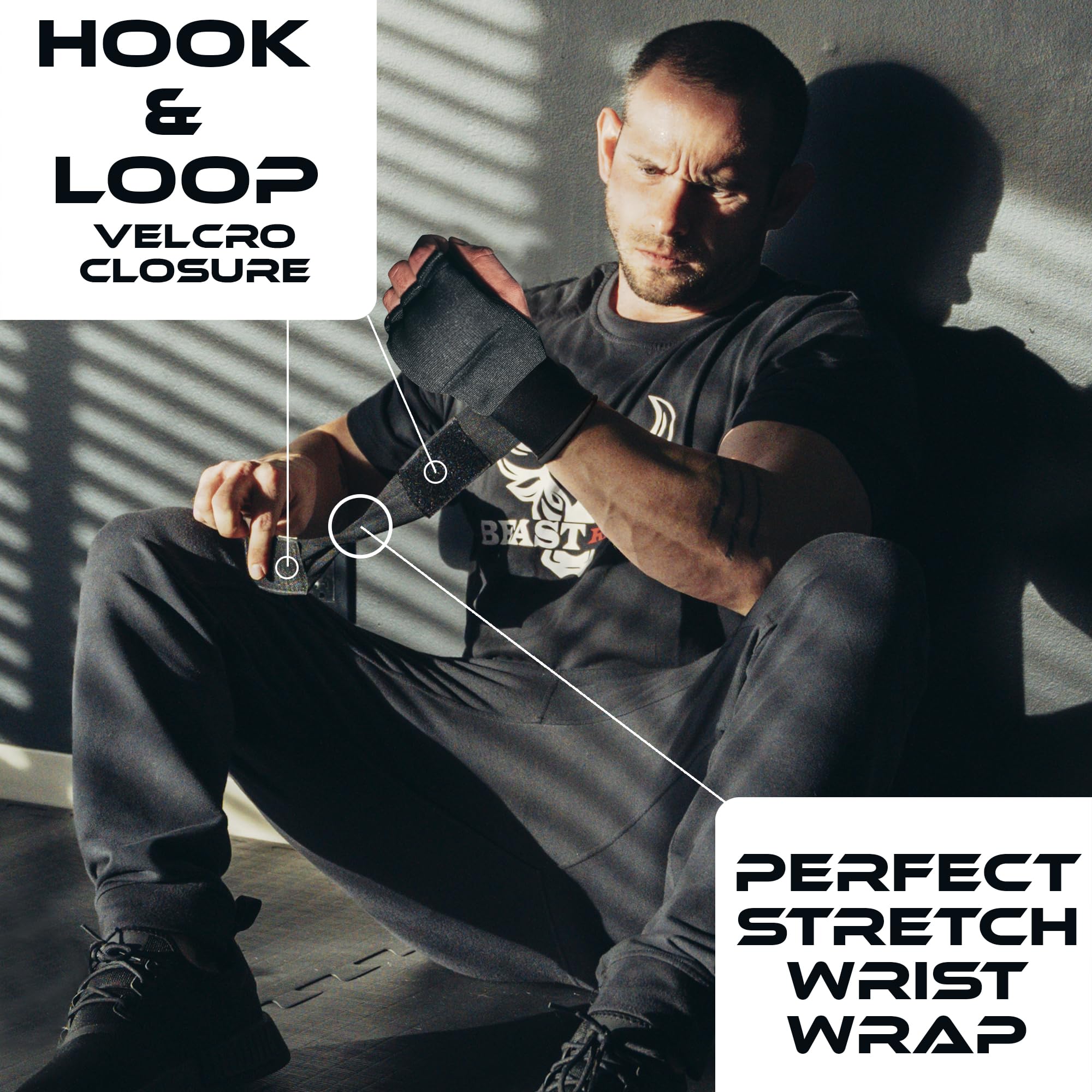 BEAST RAGE Guantoni da Boxe in Gel per Le Mani, 75 cm, Imbottiti, Elastici, per Allenamento, Muay Thai, Bende UFC per Uomo, Donna e Bambini