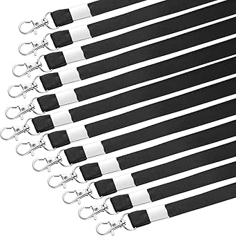 Llaves Cuello Cordones Negros A Granel 50 Paquetes De Cordones Para Insignias De Identificación, Cordones Con Ganchos Giratorios Para Etiquetas De Nombre, Soporte De Identificación Cinta Cuello Llaves