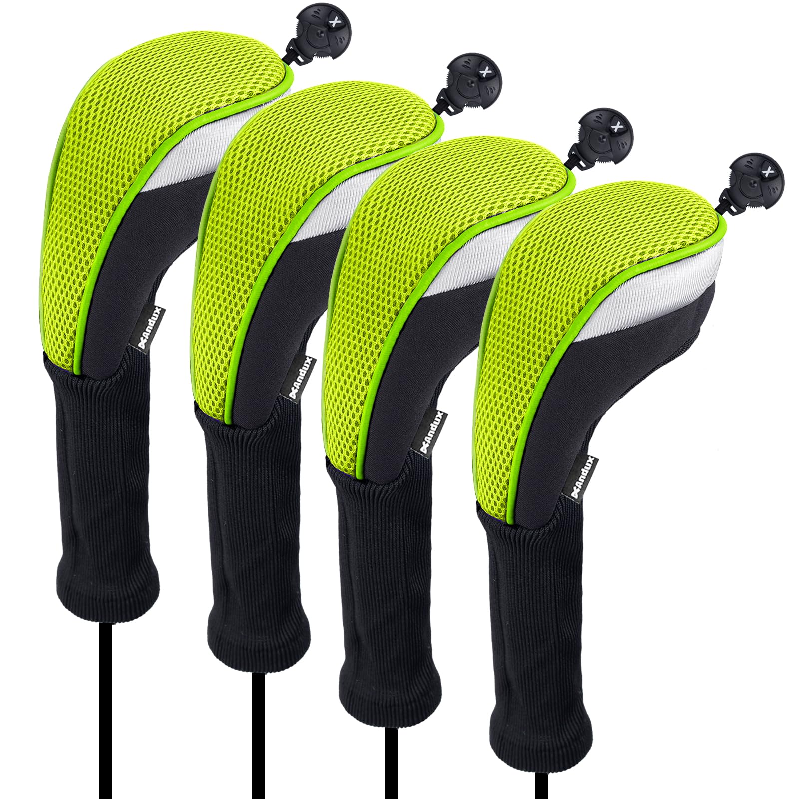 Andux 4Pack Long Neck Golf Hybrid Club Head Covers with Dial ID Tag CTMT-02 Green