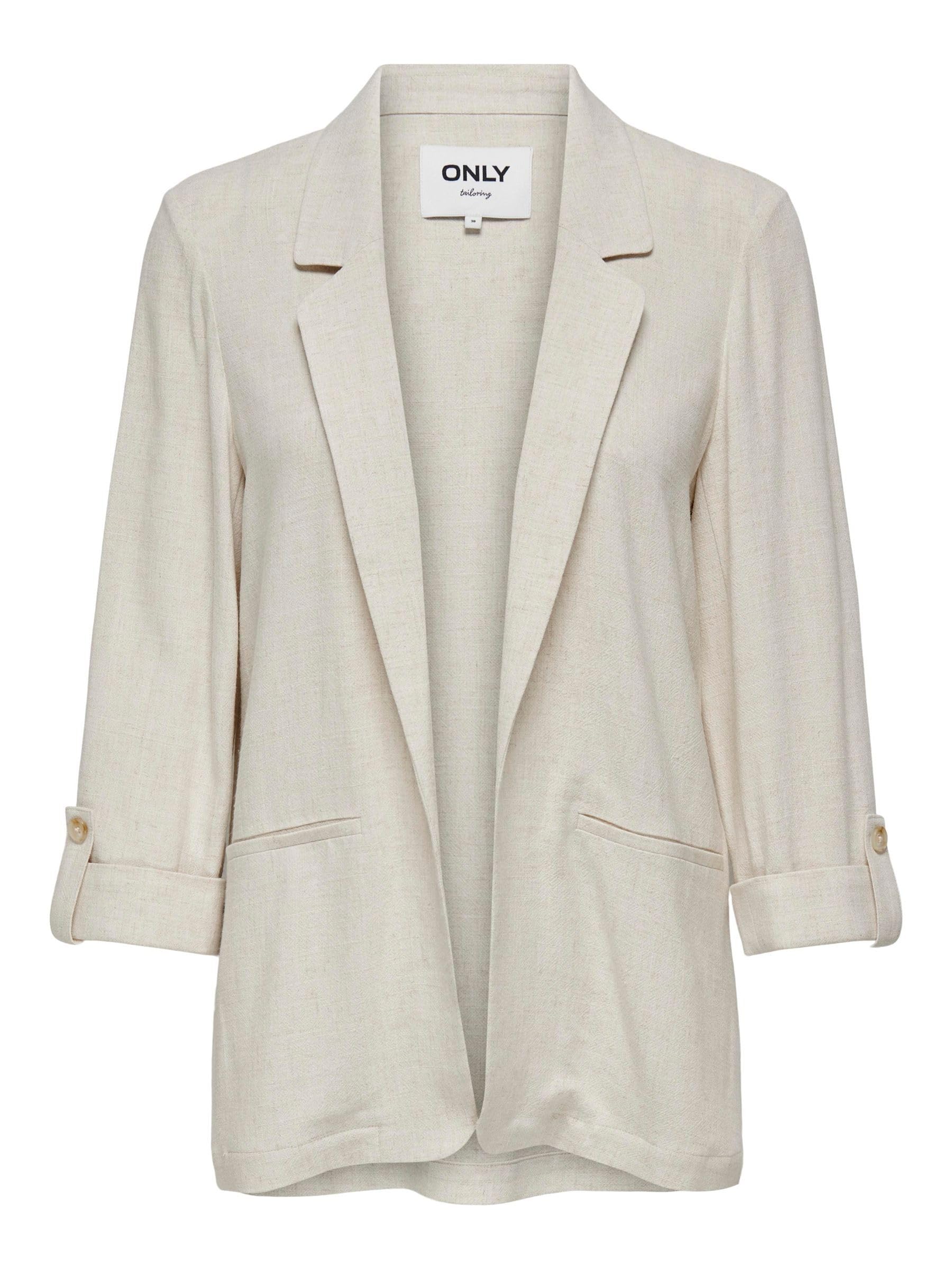 ONLY Onlsiesta 3/4 Open Linen Bl Blazer TLR, Moonbeam, 40 Mujeres