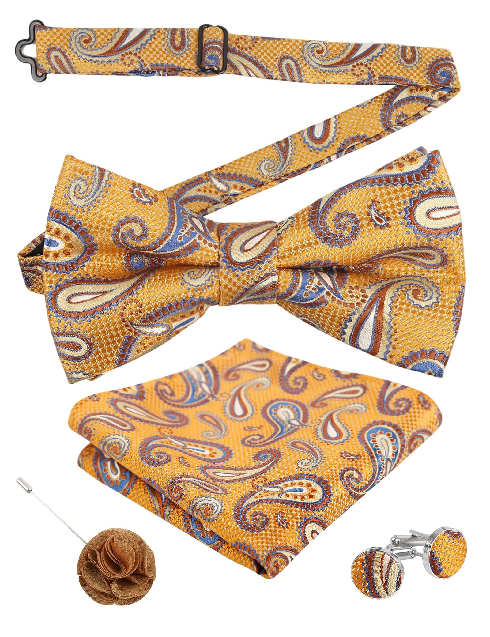 Alizeal Mens 4pcs Vintage Paisley Bow Tie Set