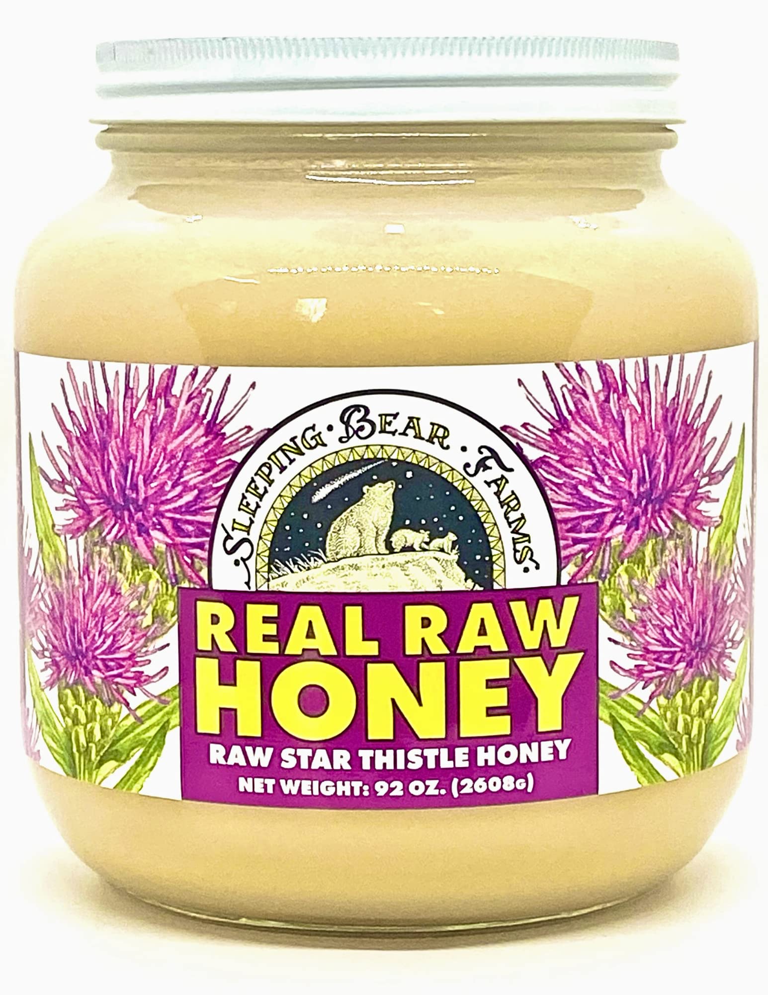 Half Gallon (92oz) REAL Raw Star Thistle Honey in a Glass Jar