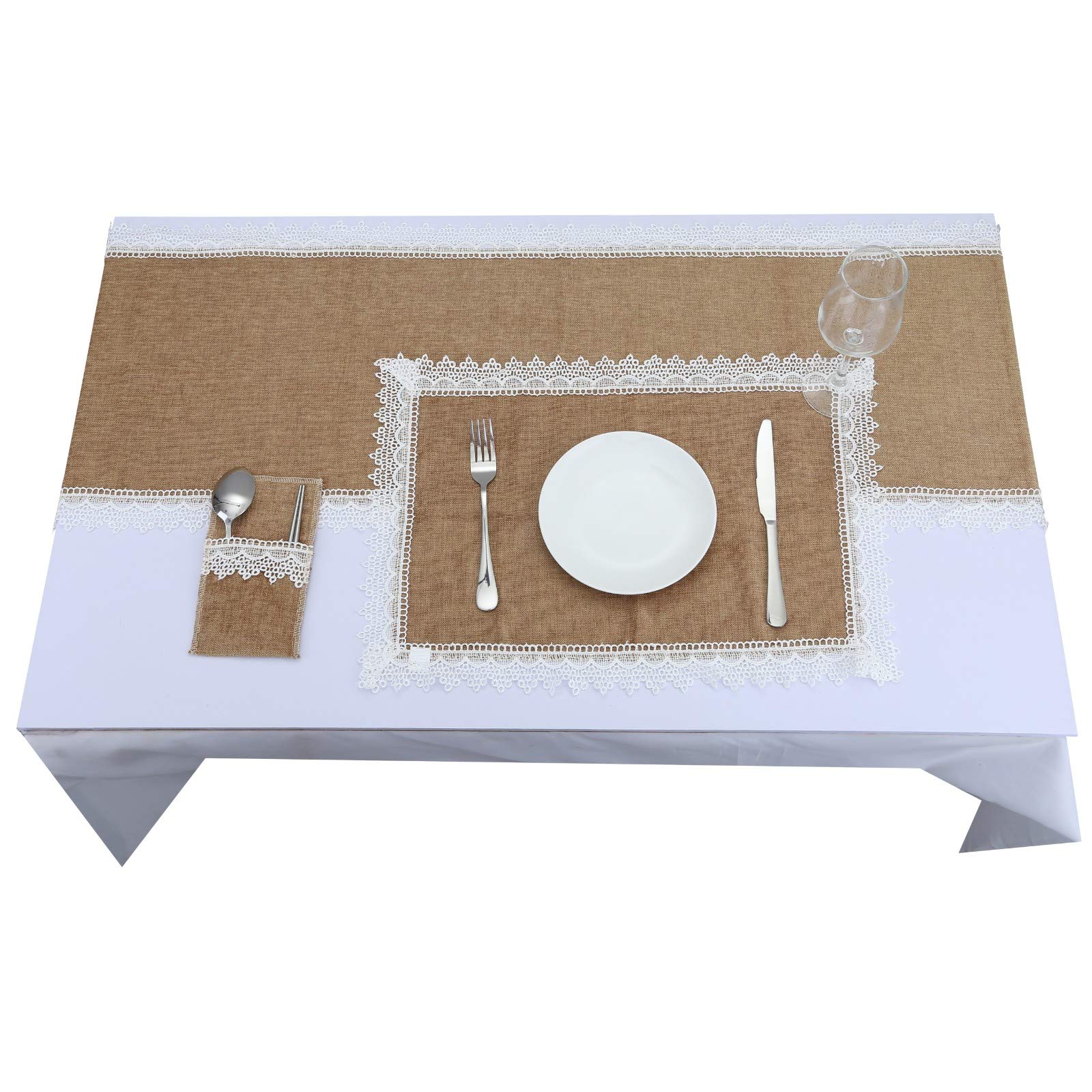 Chemin de table en dentelle jaune 38x183 cm rockcloud pour décoration de mariage et fête