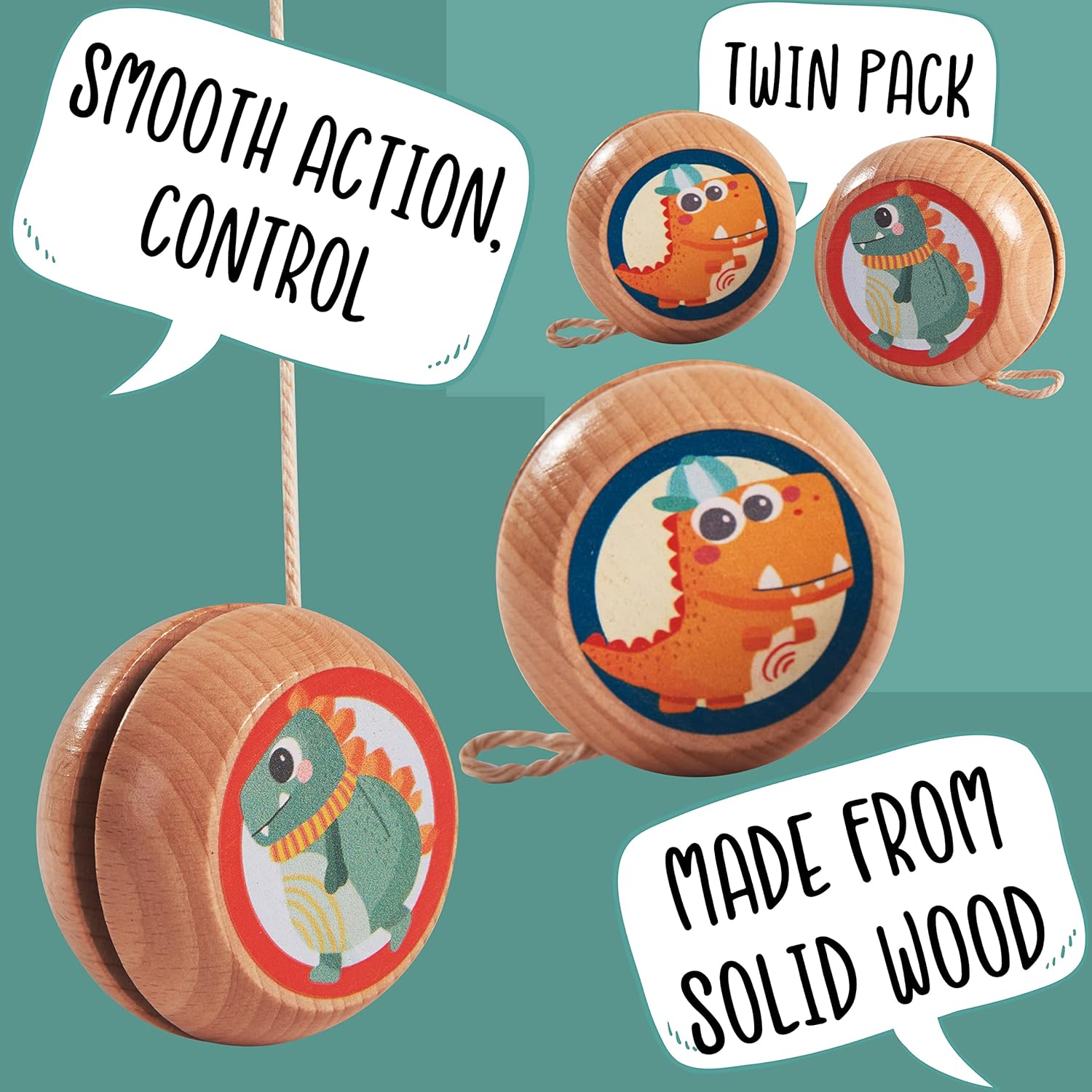 Jaques of London Wooden Yoyo for Children Dinosaurs themed Yoyo Kids