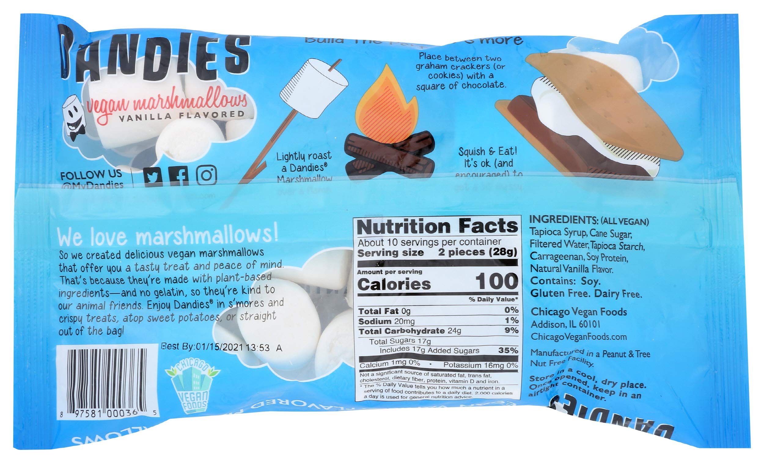 Dandies Vegan Marshmallows, Vanilla, 10 Ounce Toonie Moonie Organics