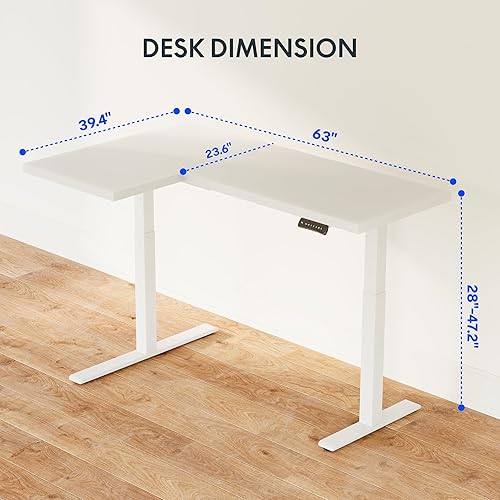 Miniatura 22 de FLEXISPOT Escritorio de esquina profesional con motor dual en forma de L, escritorio eléctrico de pie, escritorio de pie con altura ajustable, mesa