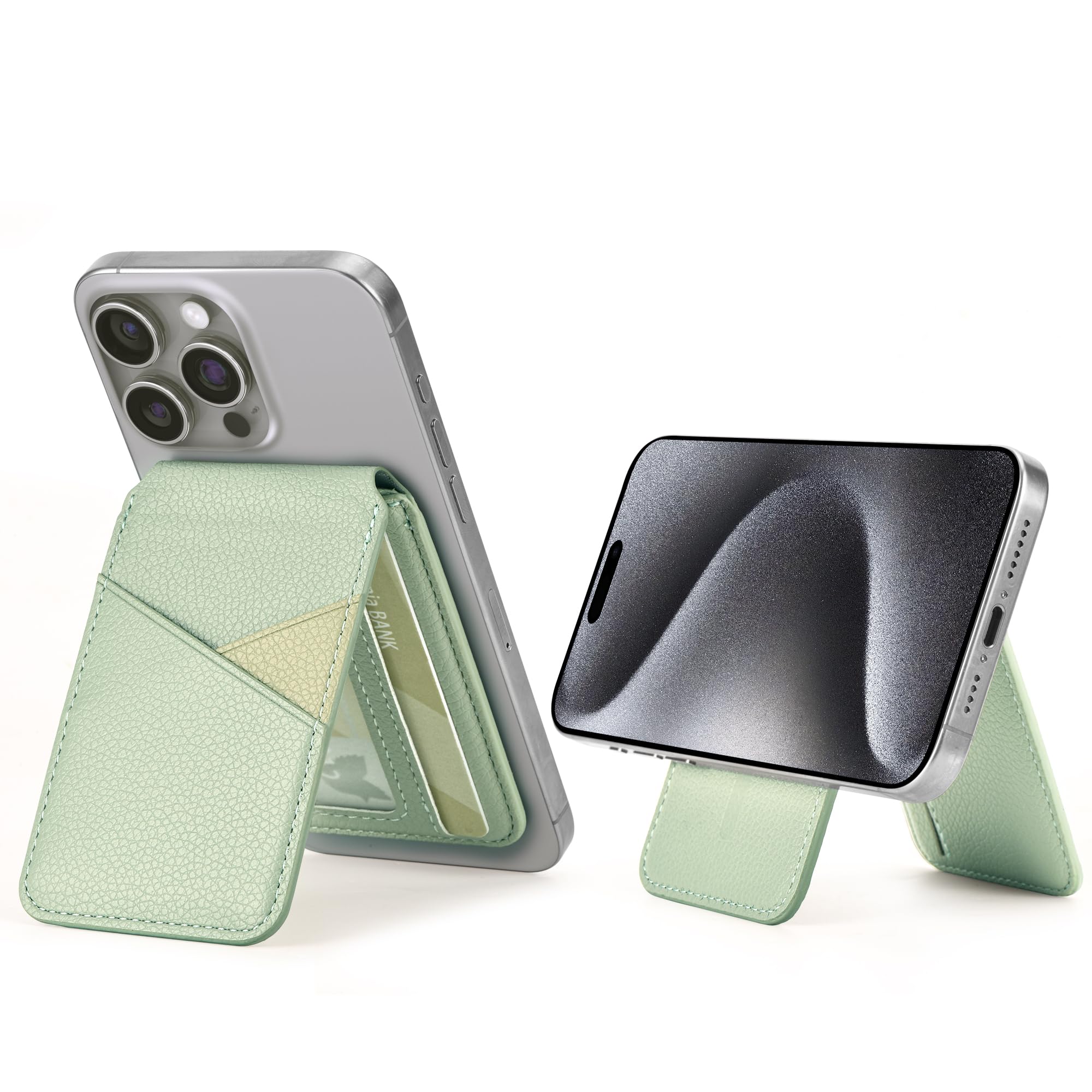 Arae Magnetic Phone Wallet, Compatible with MagSafe Wallet, for Apple  iPhone 16/15/14/13/12 Series, Adjustable Stand with Card Holder,RFID  Blocking