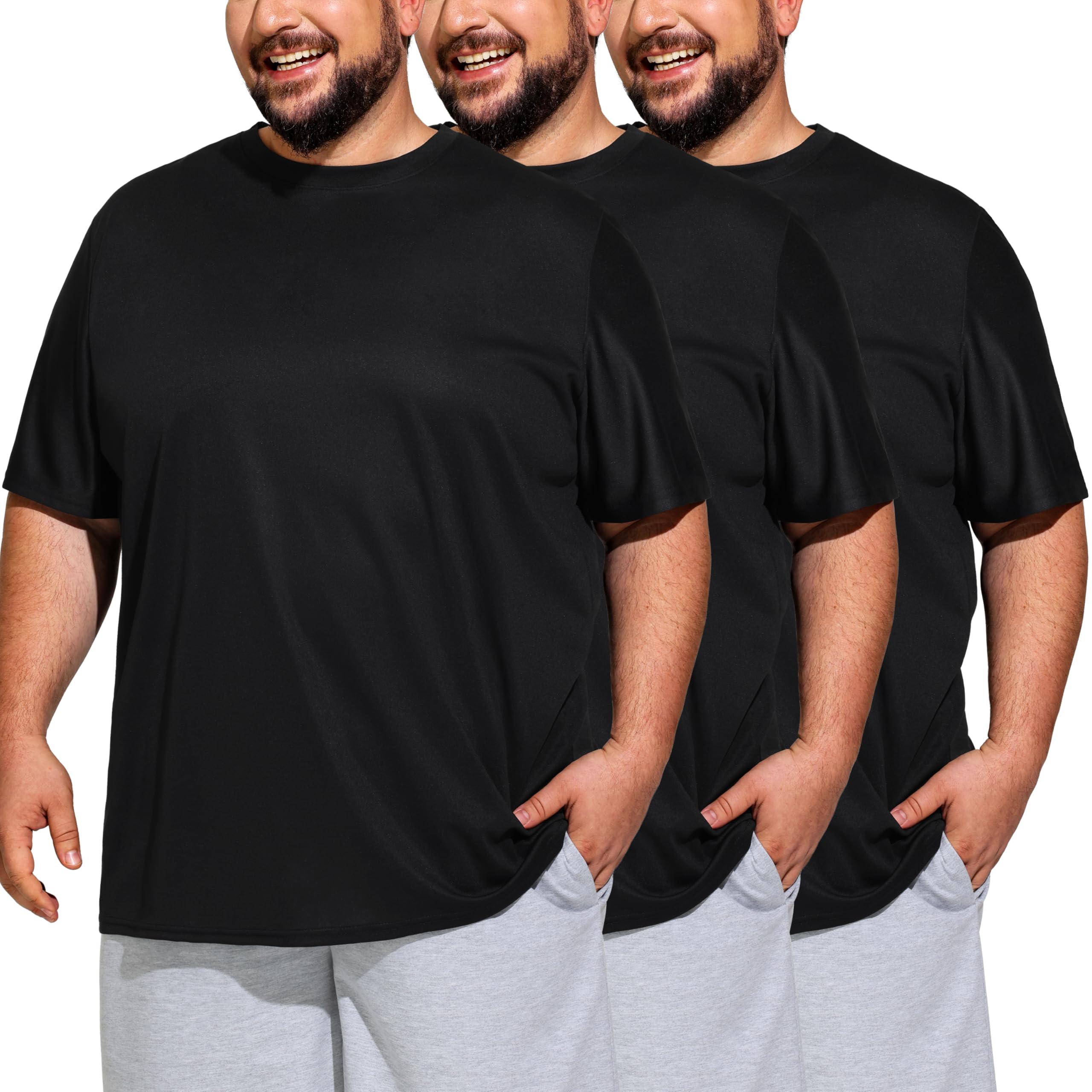 Big & Tall Men's Dry Fit Moisture Wicking T Shirts, Comfort & Breathable Tees for Gym Running Casual Undershirts — view 10