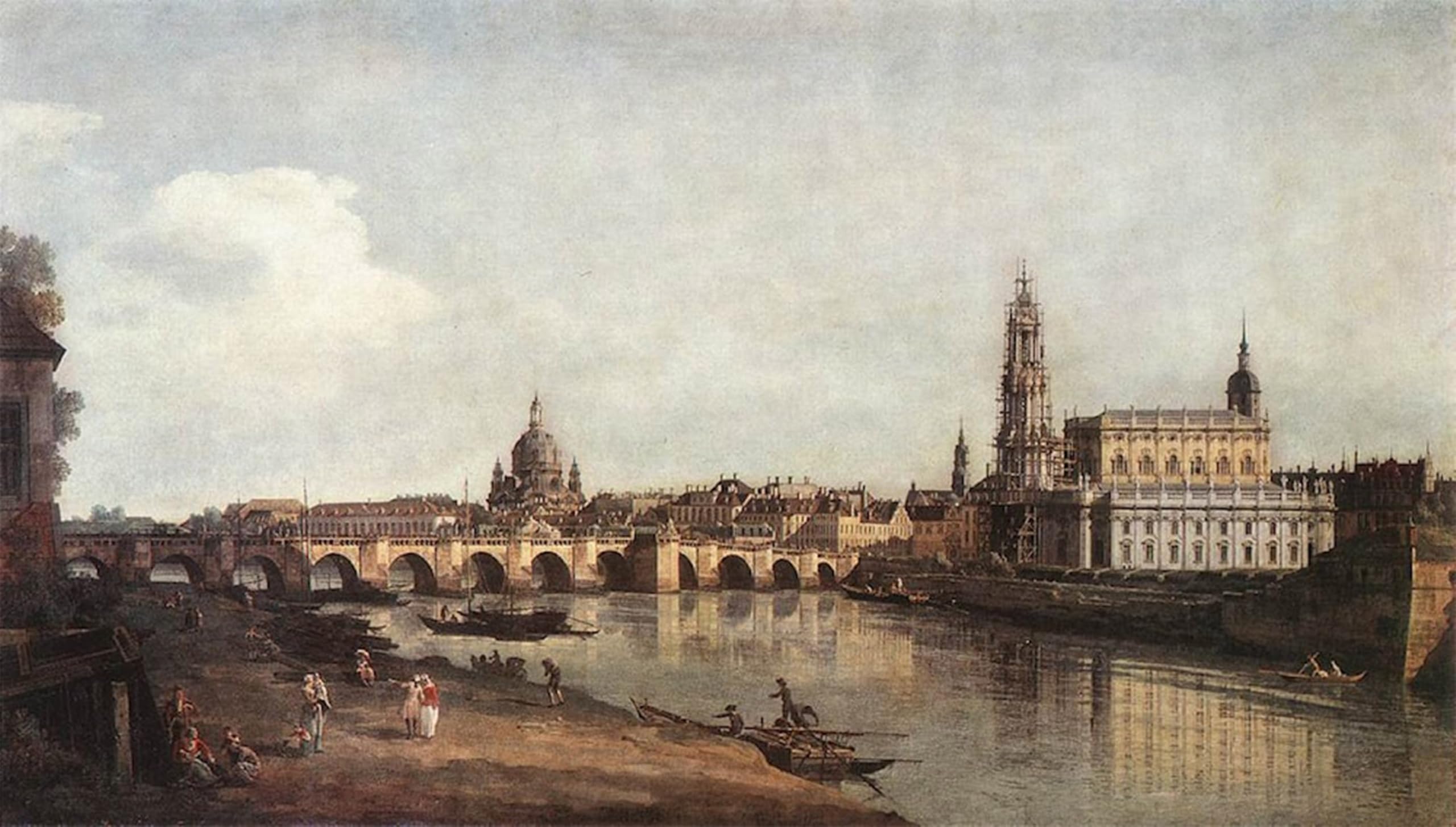 ARTXLXXBN Famous Painting Canvas Artwork Graffiti Print View of Dresden From the Right Bank by Bernardo Bellotto Portrait Canvas Image for Home Decor 60x90cm