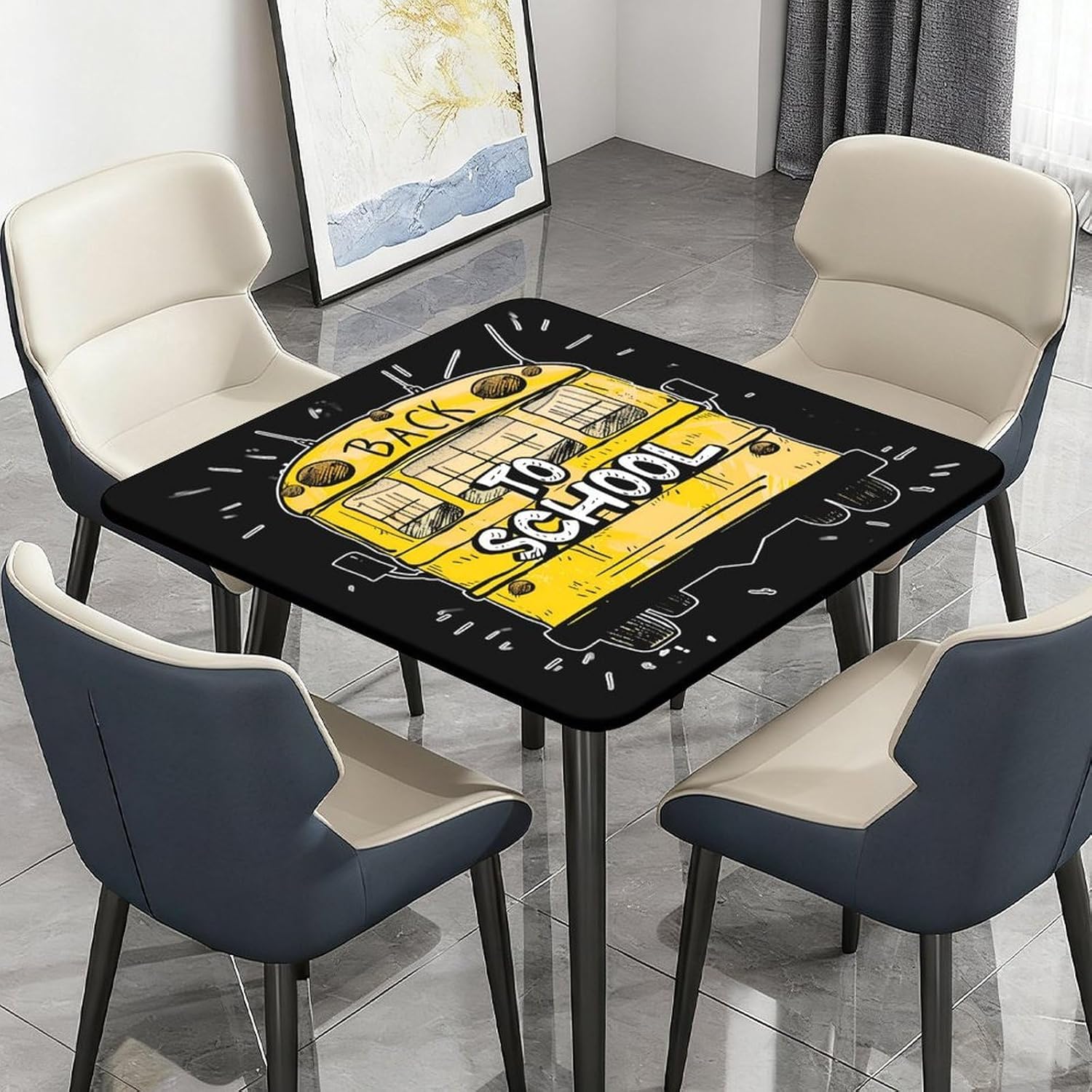 School Bus Back to School Square Tablecloth Print Table Cloths Table Cover Wedding Party Holiday Decor