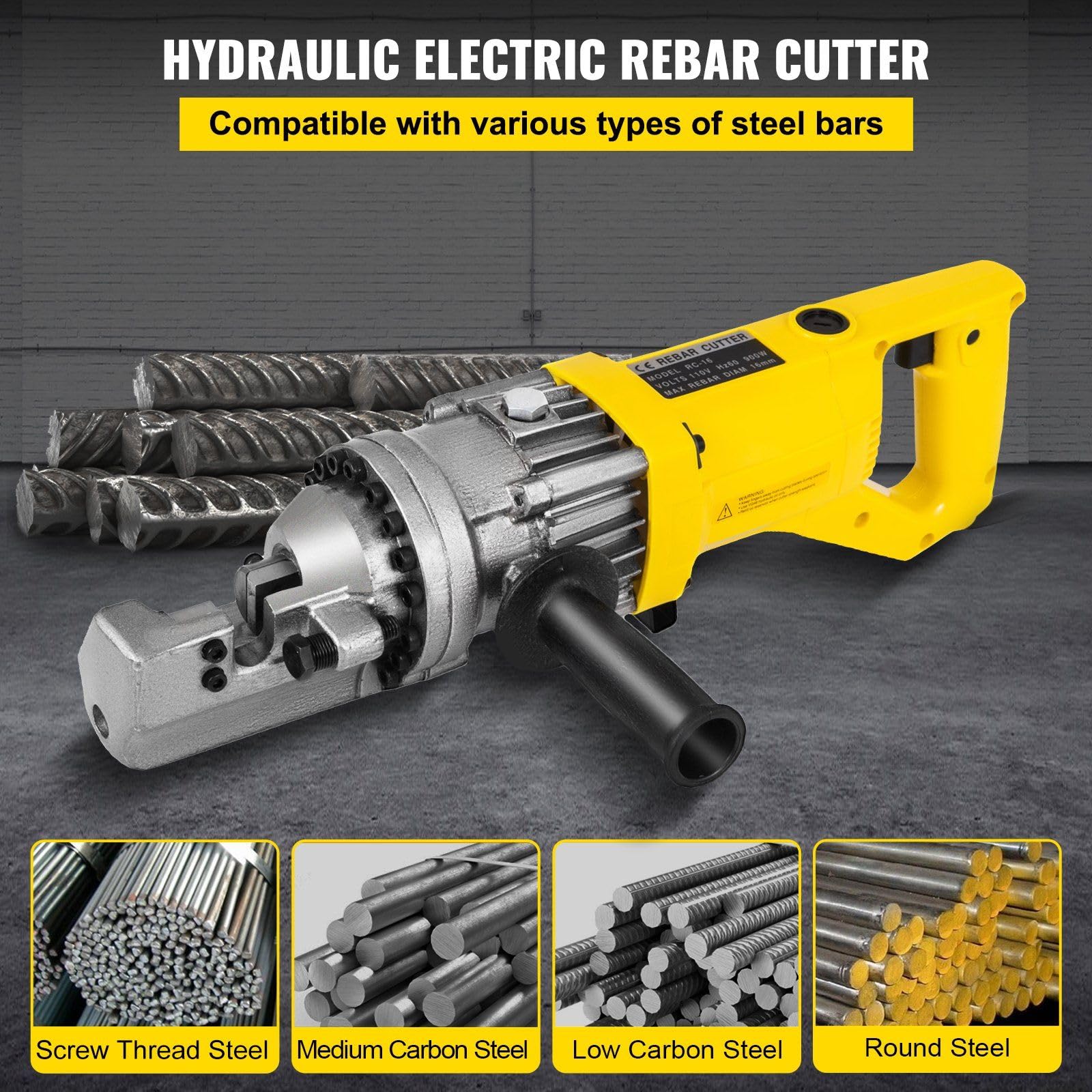 Electric Hydraulic Rebar Cutter, 900W Portable Electric Rebar Cut 5/8