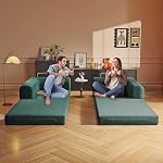 79 Couche de Futon sans os de pouce 4-in-1 Canapé-lit convertible avec cadre en forme fixe, Corduroy Loveseat avec lit d'appoint, Canapé de sol Canapé Modulaire Couch pour salon Chambre Salon salle de cinéma