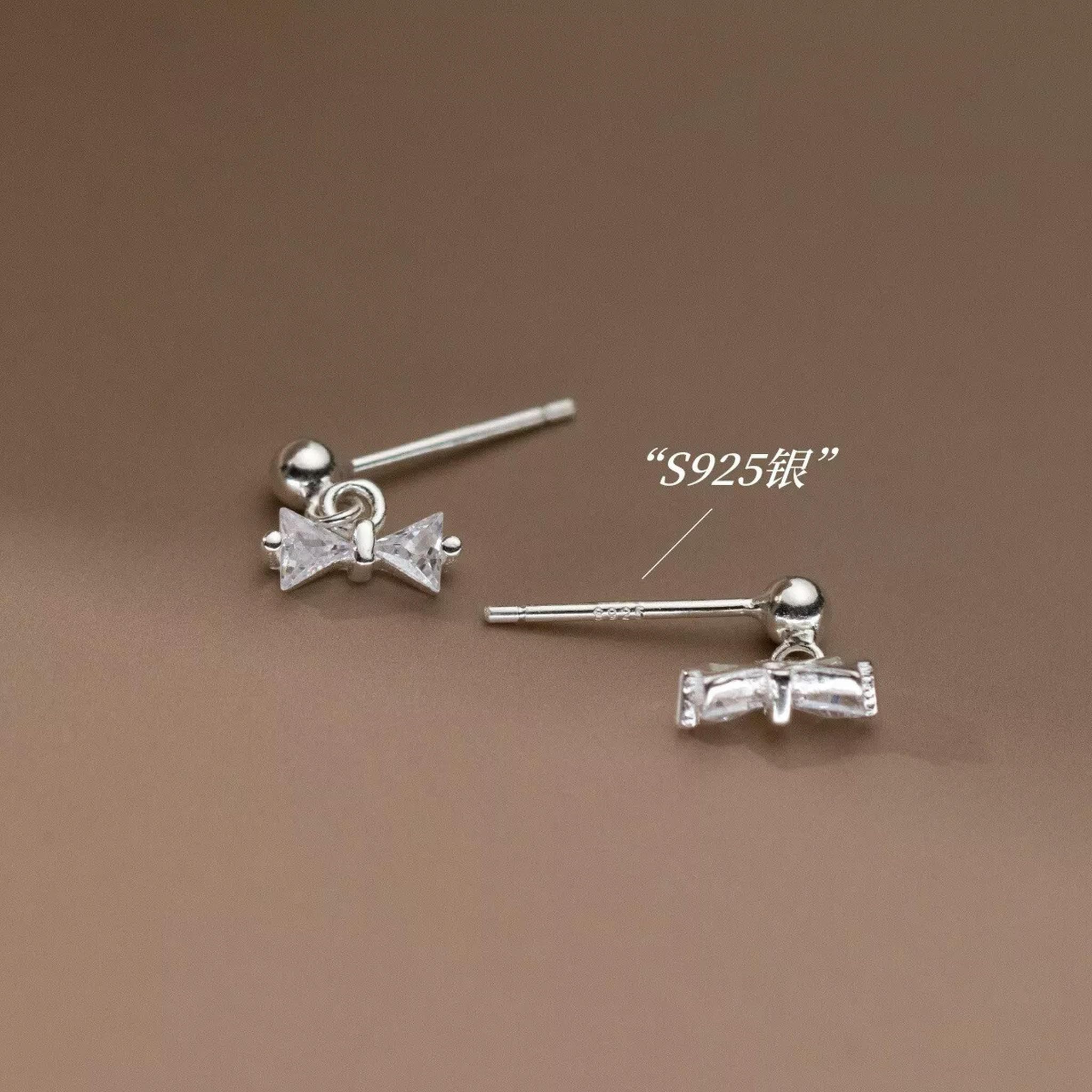 YCTTKDD 925 Silber Ohrstecker Zirkonia Kleine Schleife Damen Mädchen