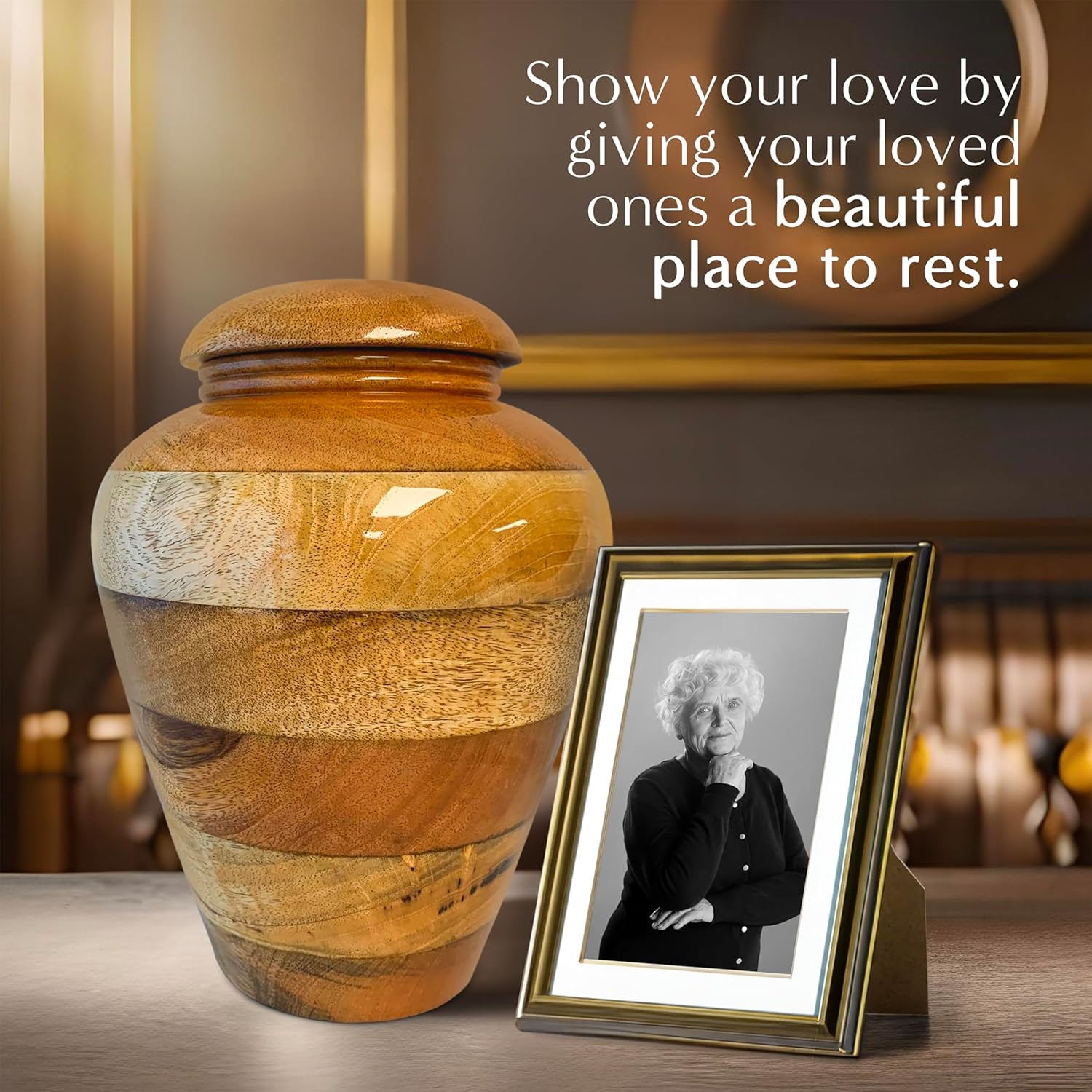 Handcrafted Wooden Urn for Ashes Adult Male – Large Cremation Urns for Human Ashes Adult Man & Women – Memorial Funeral Wood Urn for Home Display, or Burial - Image 6