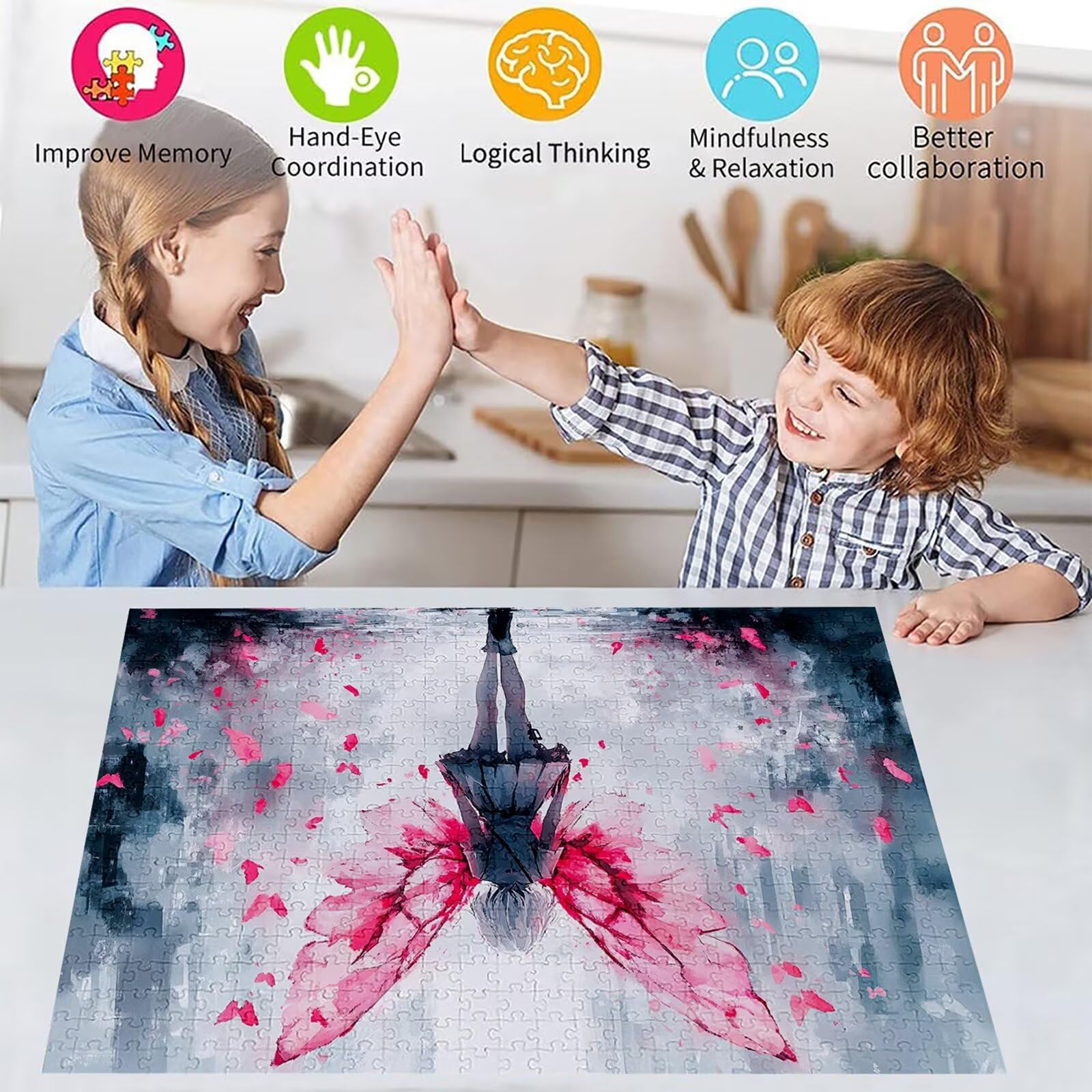 Puzzle 5000 elementów dziewczyna dorosły elf 156 x 105 cm unikalne rzemiosło klasyczne 3D drewniana układanka do rodzinnych gier aktywnych, układanka do samodzielnego wykonania nawet do dekoracji