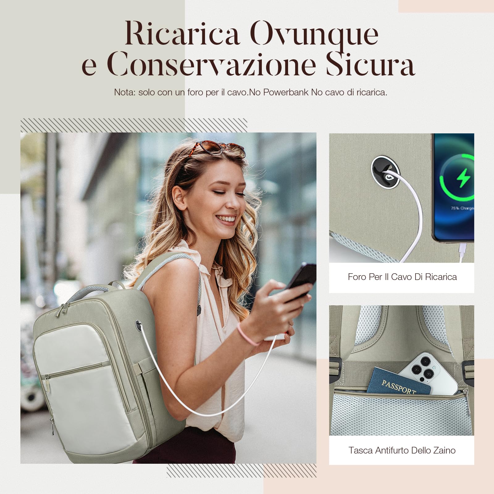 RuoSien per Zaino Ryanair 40x20x25,Zaino da Viaggio Aereo Bagaglio a Mano 40x20x25 Ryanair,Borsa da Cabina per Laptop da 14 Pollici Zaino Casual da Uomo e da Donna Lavoro