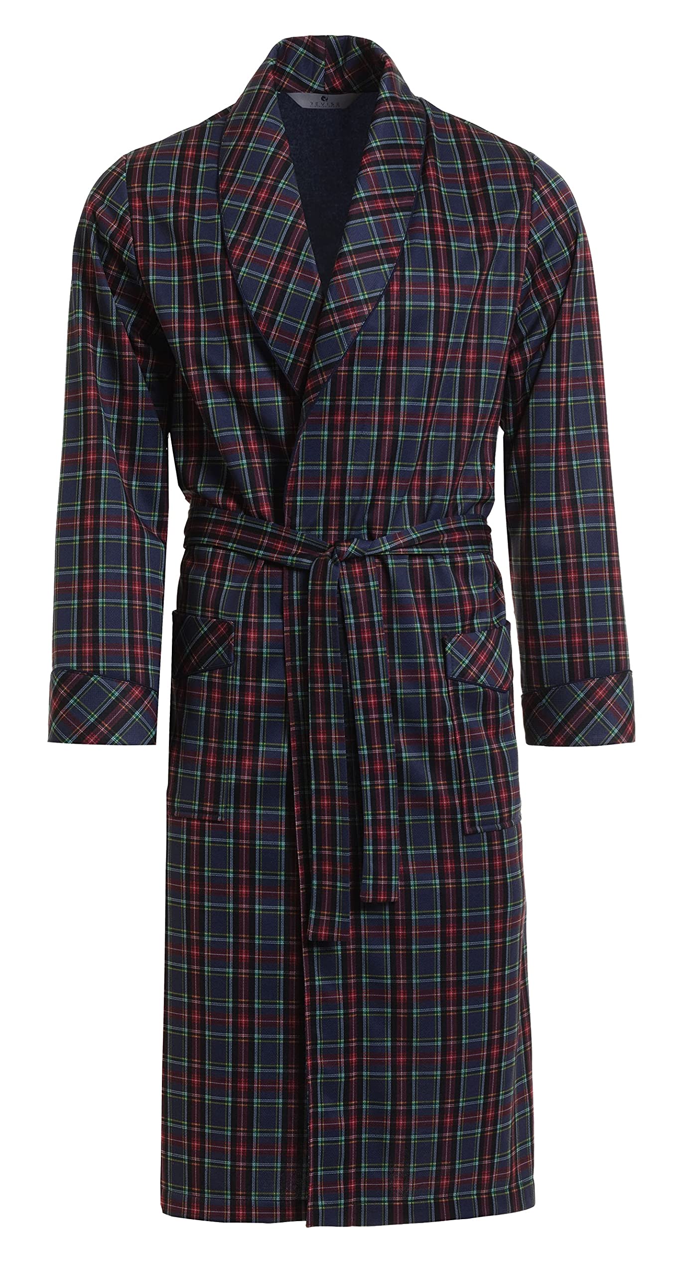 R Revise Men's Dark Checkered Revise Re-502 Elegant Dressing Gown - Classic Style – – 4XL