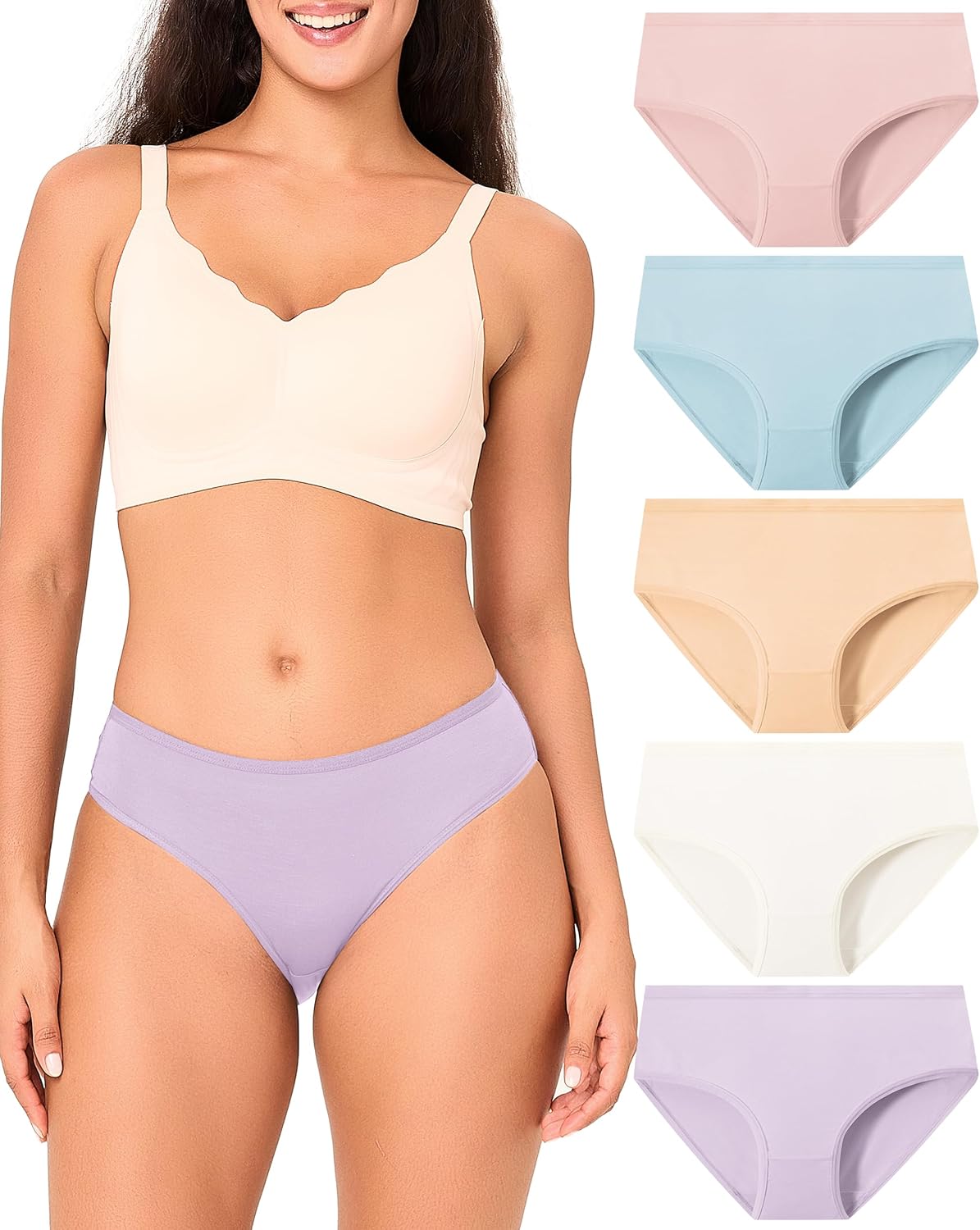 BAMBOO COOL Women's Underwear Briefs for Women Lightweight Ladies Panties Moisture-Wicking Stretchy Soft Breathable 5-pack