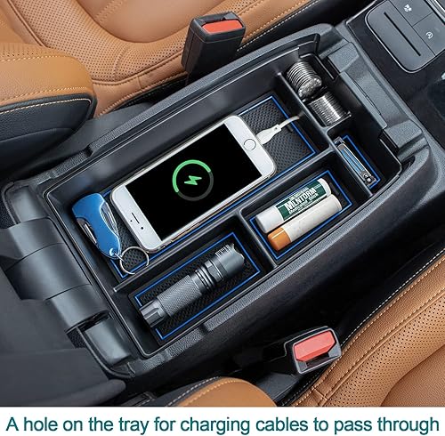 Miniatura 5 de TOPINSTALL Bandeja de consola central azul compatible con Ford Escape 2020-2026  Bronco Sport 2021-2026, accesorios, caja de reposabrazos,