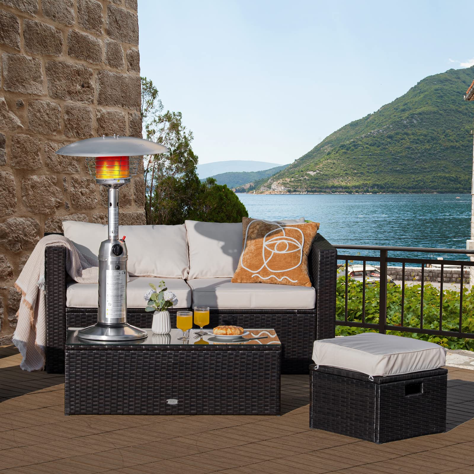 Amazon.com: Tangkula Tabletop Propane Patio Heater, 11,000 BTU Portable Outdoor  Heater W/Adjustable Flame, Simple Ignition System, Tipping-Over Protection,  Ideal for Courtyard, Garden, Patio Restaurant (Silver) : Patio, Lawn u0026  Garden