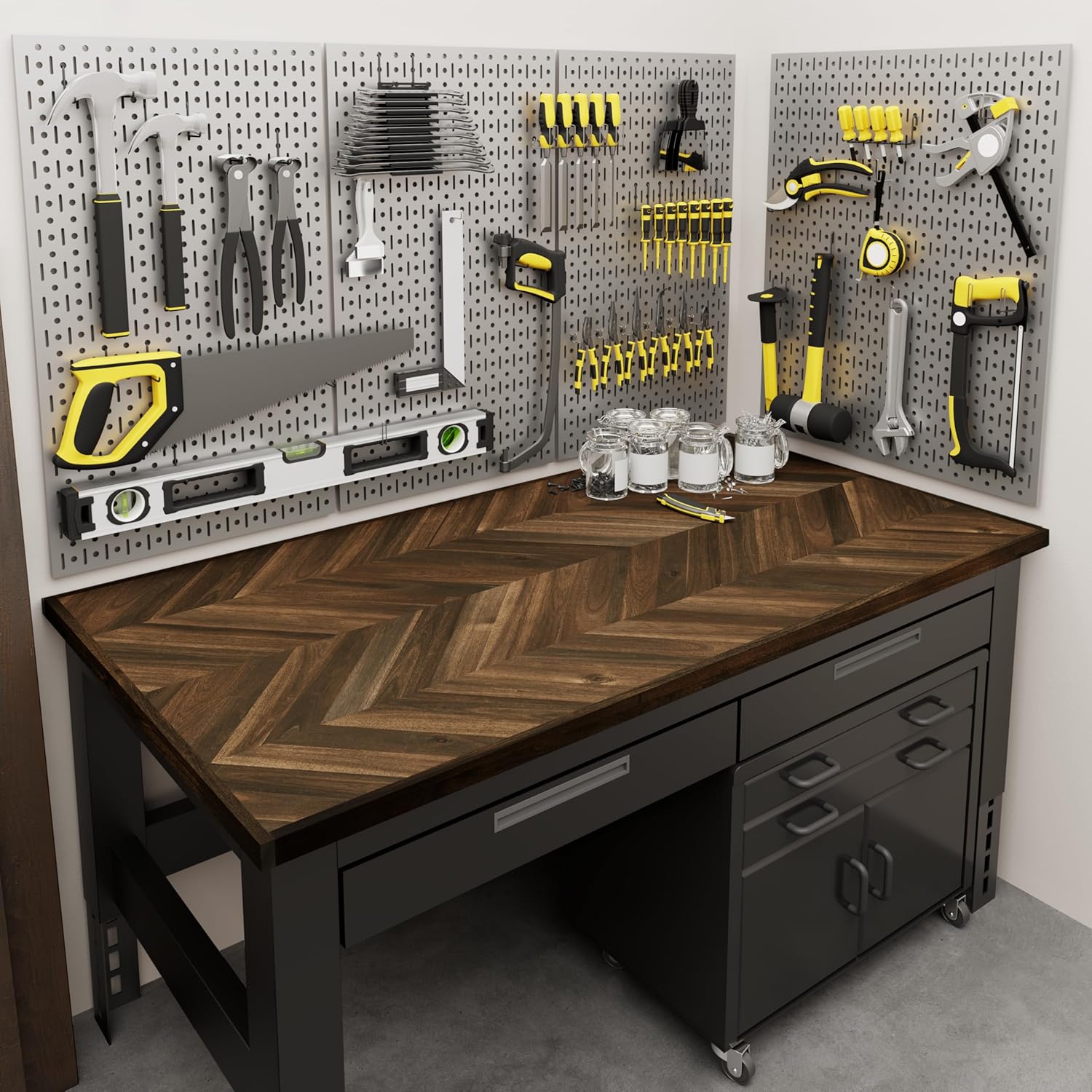 Howizz 60x30 in Solid Wood Table Top - 1in Thick Butcher Block Countertop for Standing Desk, Office Table, Workbench, DIY Furniture Projects, Dark Walnut Chevron