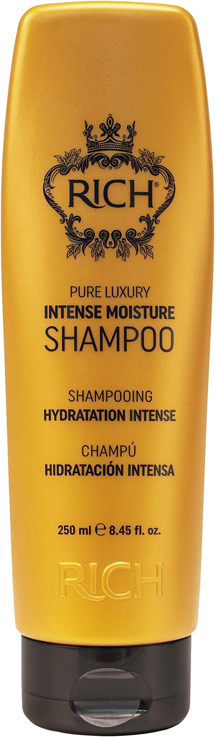 RICH Pure Luxury Intense Moisture Shampoo with Hydrolyzed Keratin and Wheat Protein for All Hair Types - Smoothing & Hydrating - Prevents Breakage, Heat Damage & Frizz, 8.45 Fl oz