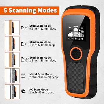Stud Finder Wall Scanner, Advanced 5-in-1 Detector, Orange