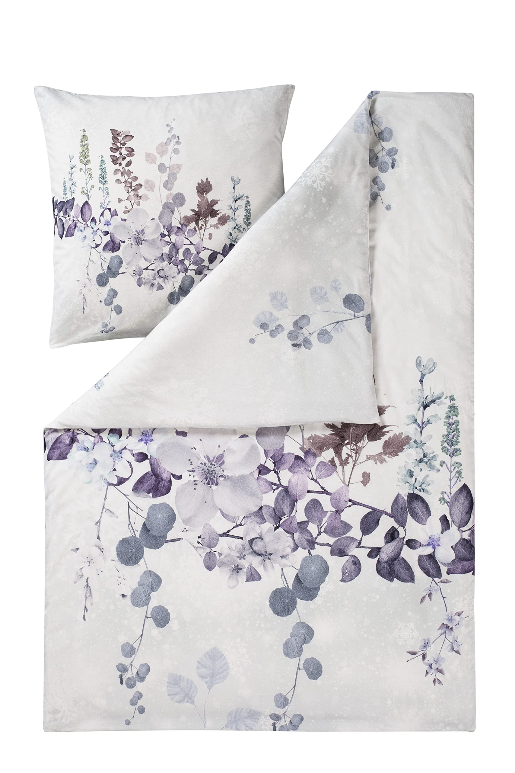 ESTELLA Kuschel Flanell Bettwäsche Set Flausch Bettgarnitur | 100% Baumwolle | 155x220 cm + 80x80 cm | Design 01