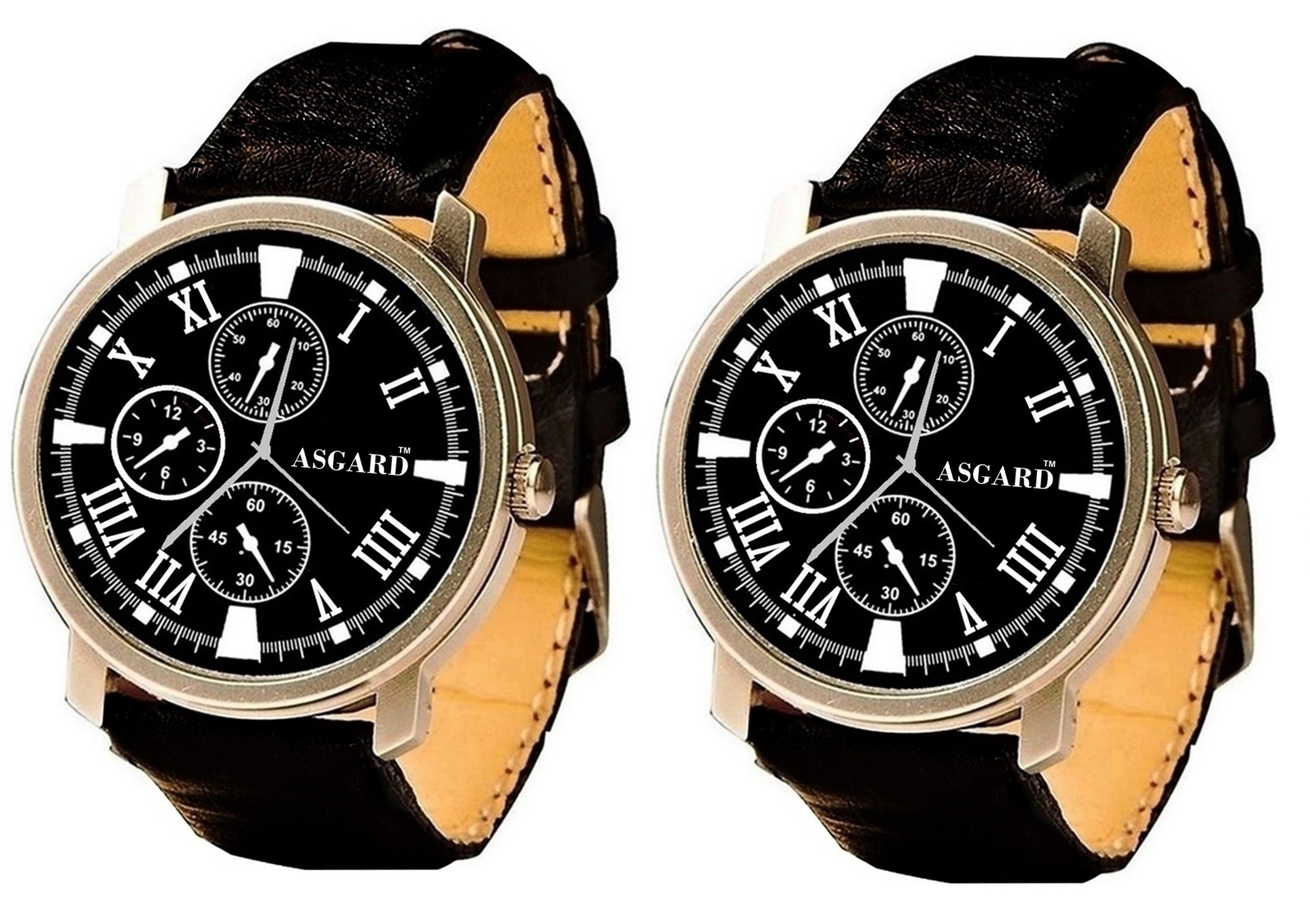 ASGARD Mens Black Analog Watch-Set of 2 (B01DTD37HC) Amazon Price History, Amazon Price Tracker