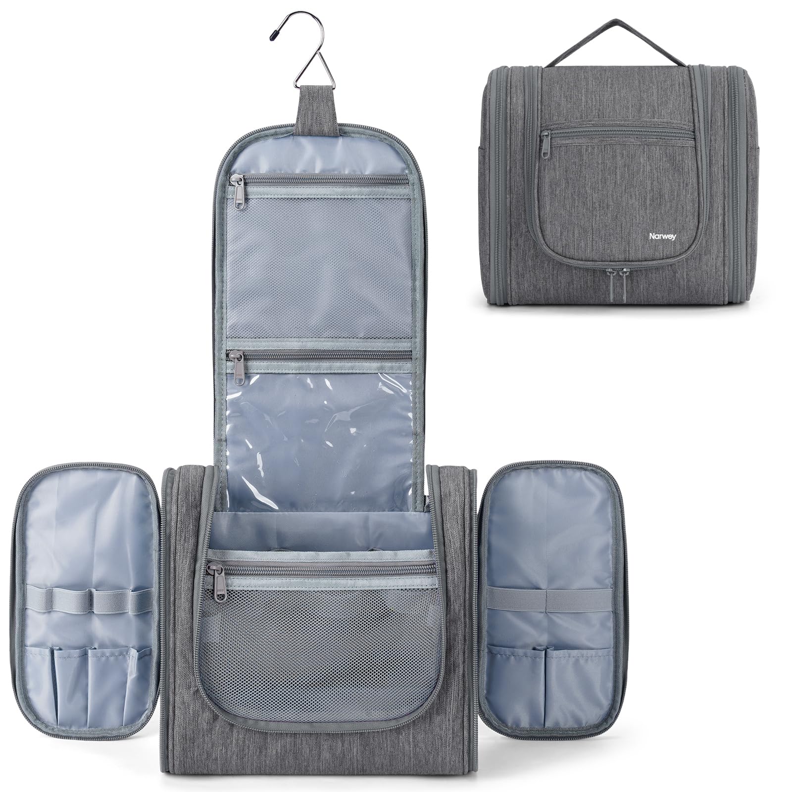 Narwey Großer Reise-Kulturtasche zum Aufhängen, Kosmetiktasche für Bad, Fitnessstudio, Dusche und Rasur – Organizer für Damen und Herren