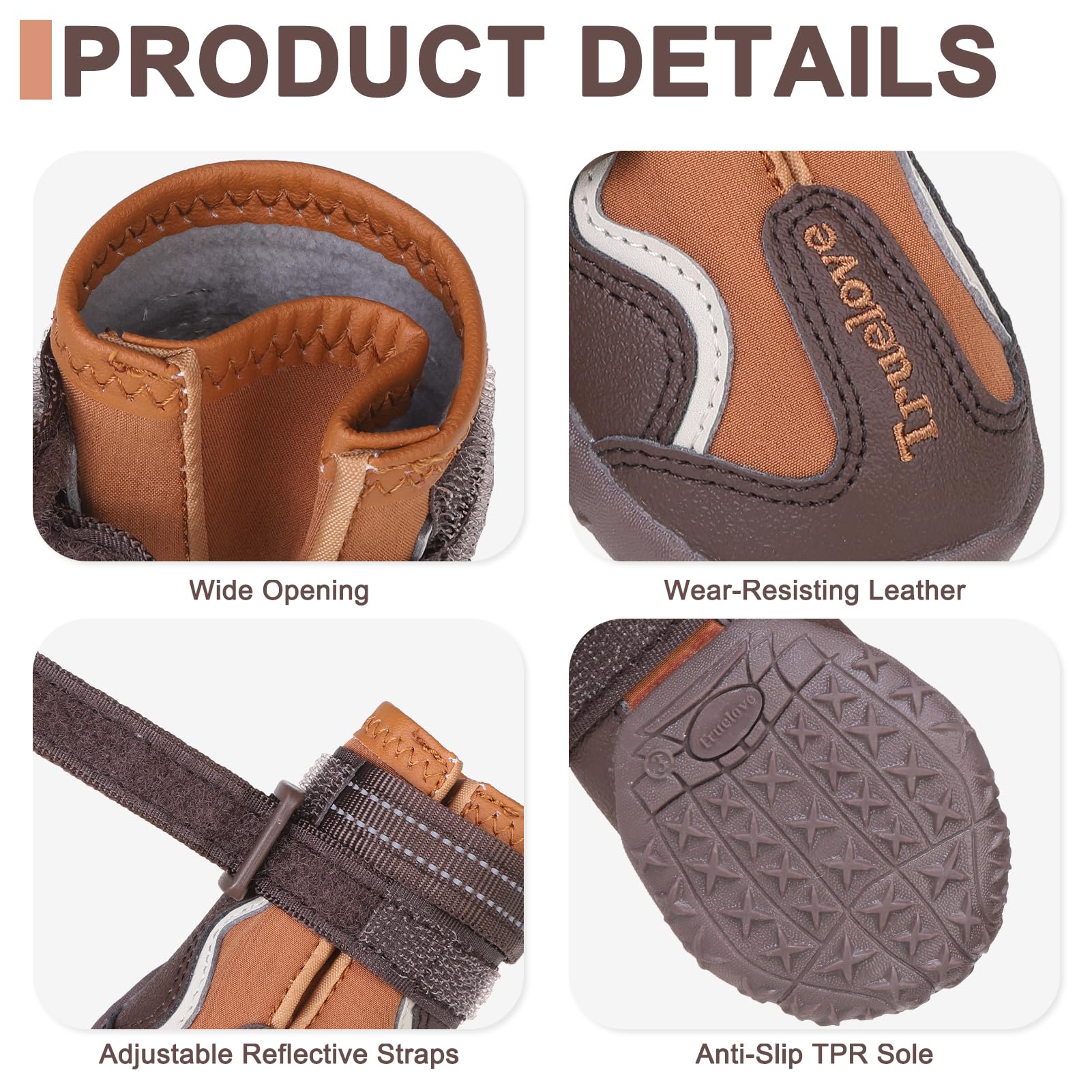 EXPAWLORER 4PCS AntiSlip Dog Shoes Waterproof Dog Booties & Paw Protectors with Reflective