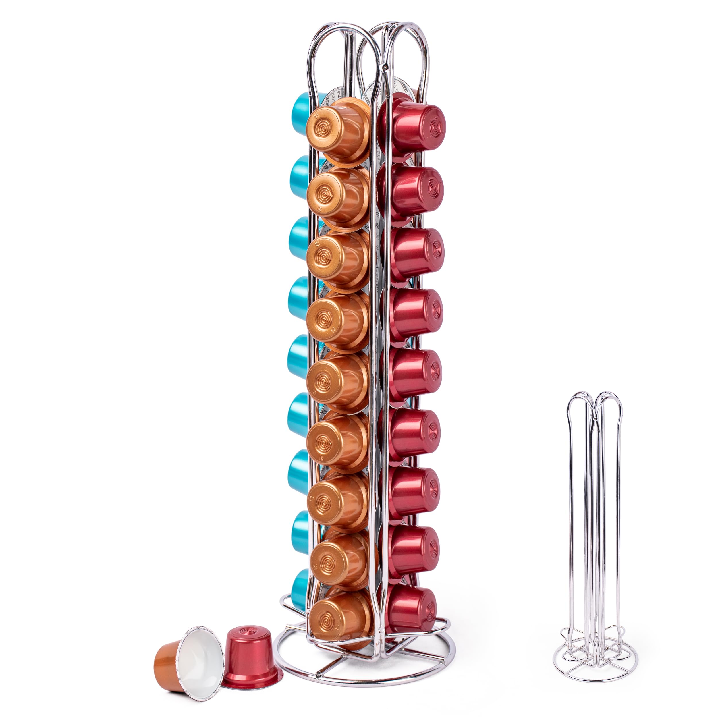 Organizador de Cápsulas de Café - Soporte para 40 Cápsulas de Nespresso, Portacapsulas Acero Inoxidable Para Mesa, Oficina, Comedor (40 Cápsulas)