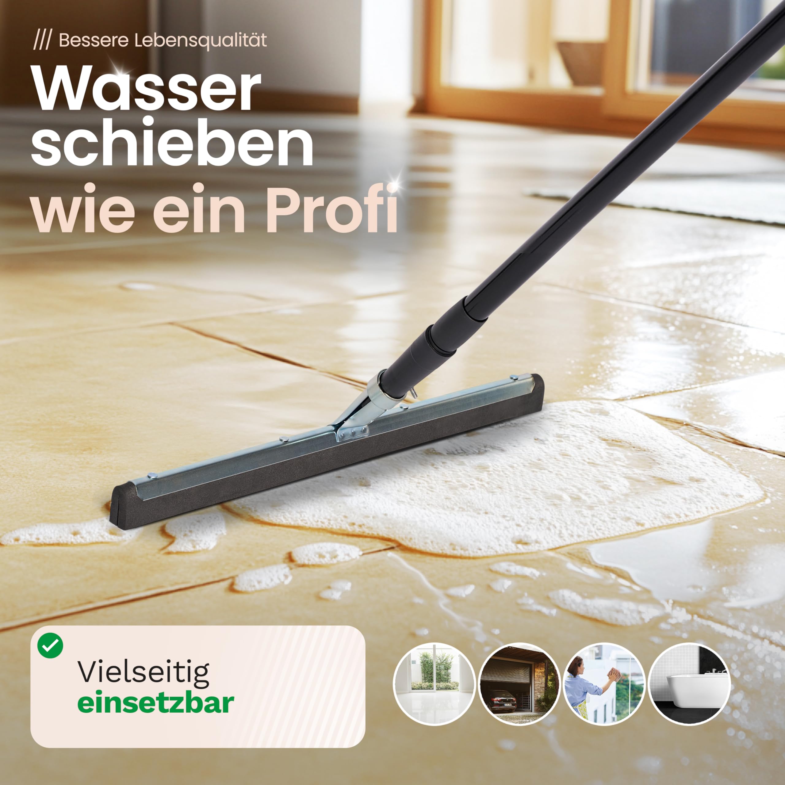 Novaliv 5 extractores de agua de 45 cm para suelo de ducha con mango de 130 cm, extractores de ducha, limpiadores de suelo, ventanas, limpiadores de agua, limpiacristales profesionales